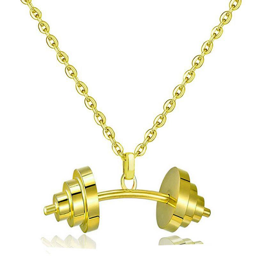 Stainless Steel Punk Fitness Barbell Pendant & Earrings Set - Women's Weightlifting Jewelry for Gym, Workout & Sports Fashion Accessories