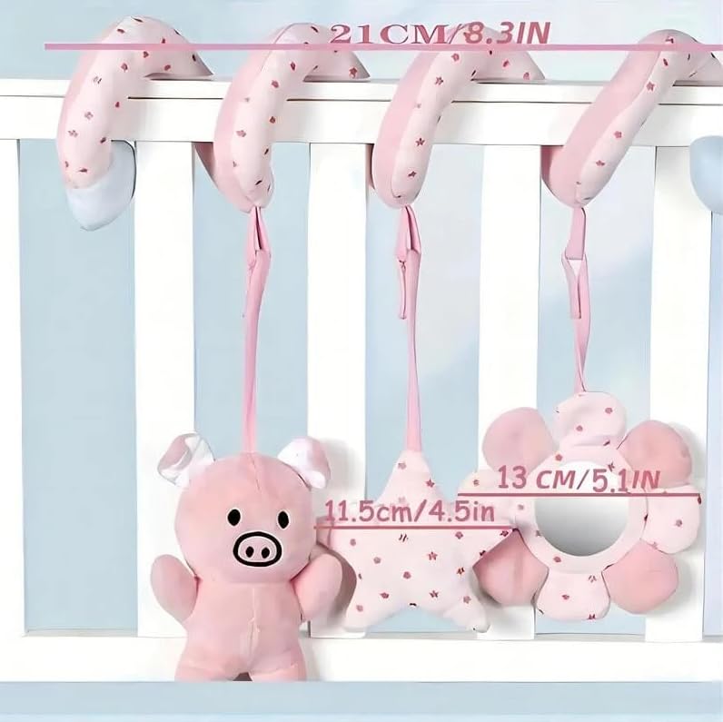 **Baby Crib Hanging Toy with Sounding Bell - Detachable Stroller Toy for Visual & Hearing Development - Soft Animal Plush for Newborns & Infants (Strawberry) | Perfect for Cribs, Strollers & Playtime**