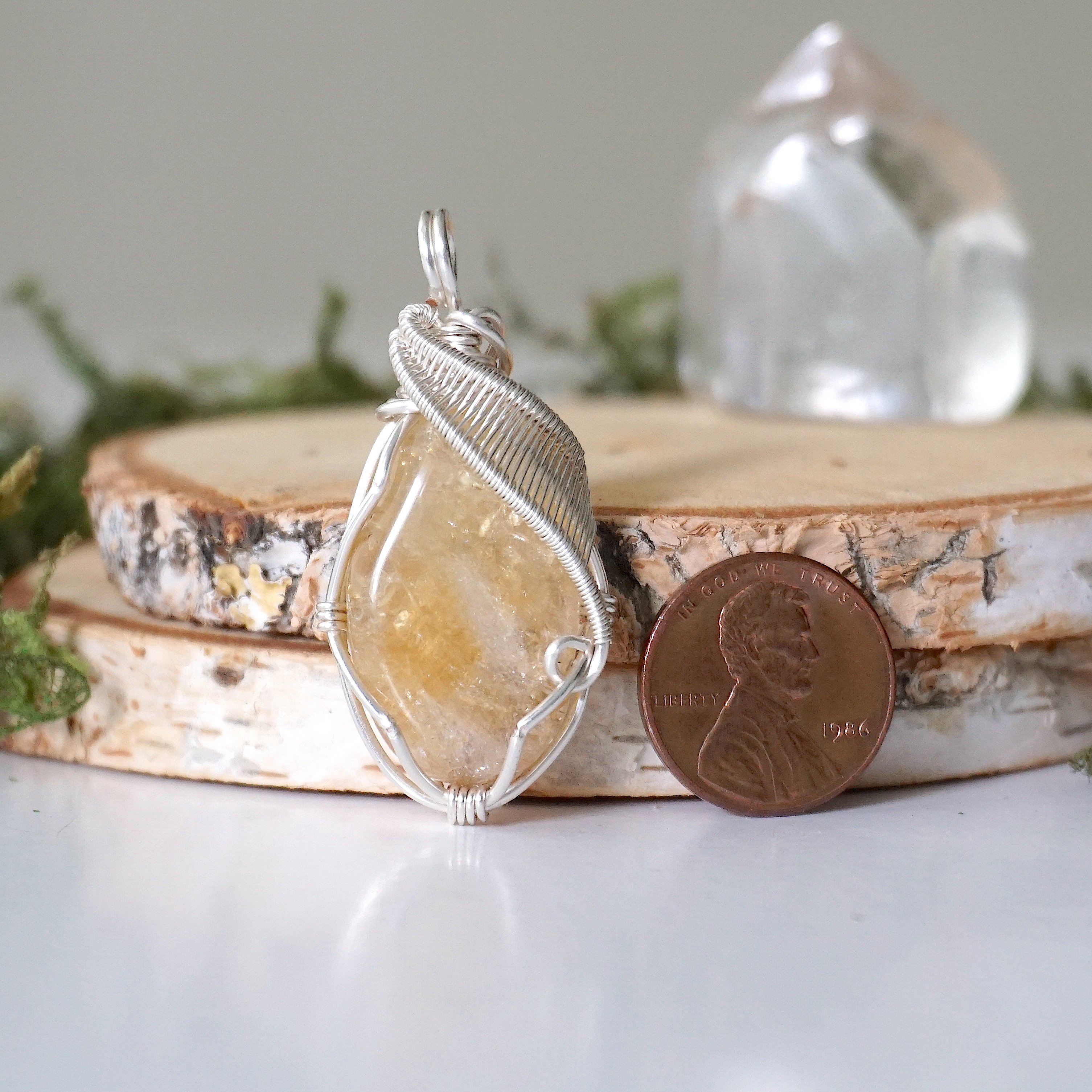 Raw Citrine Pendant Necklace - Bright Silver Plated Gemstone Jewelry for Women | Spiritual Healing, Meditation & Everyday Wear