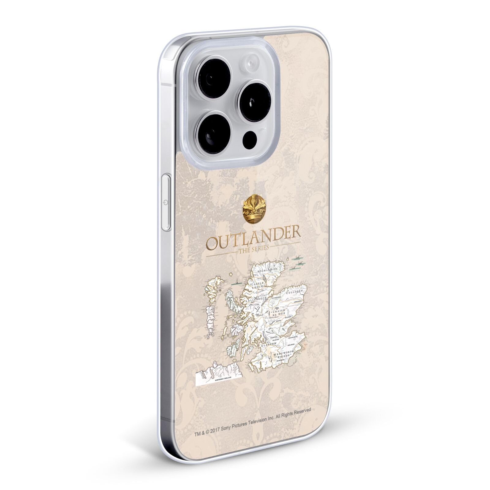 Officially Licensed Outlander Map & Icons Soft Gel Case for Apple iPhone 12/12 Pro - Durable Protective Phone Cover with Unique Design, Perfect for Fans, Travelers & Everyday Use