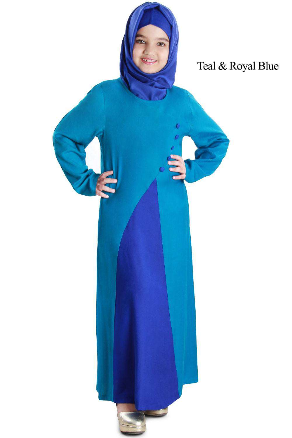 Dual Color Rayon Kids Abaya for Girls - Comfortable & Stylish Islamic Dress for School, Prayer, and Special Occasions