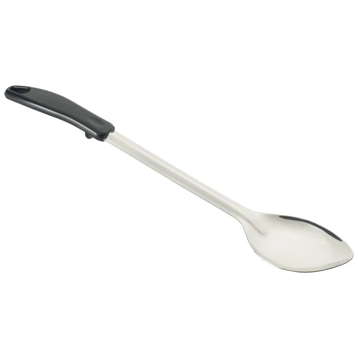 Winco 15 Solid Basting Spoon with Black Handle - Durable Stainless Steel Kitchen Utensil for Cooking, Baking & Serving - Perfect for Sauces, Soups & Gravies