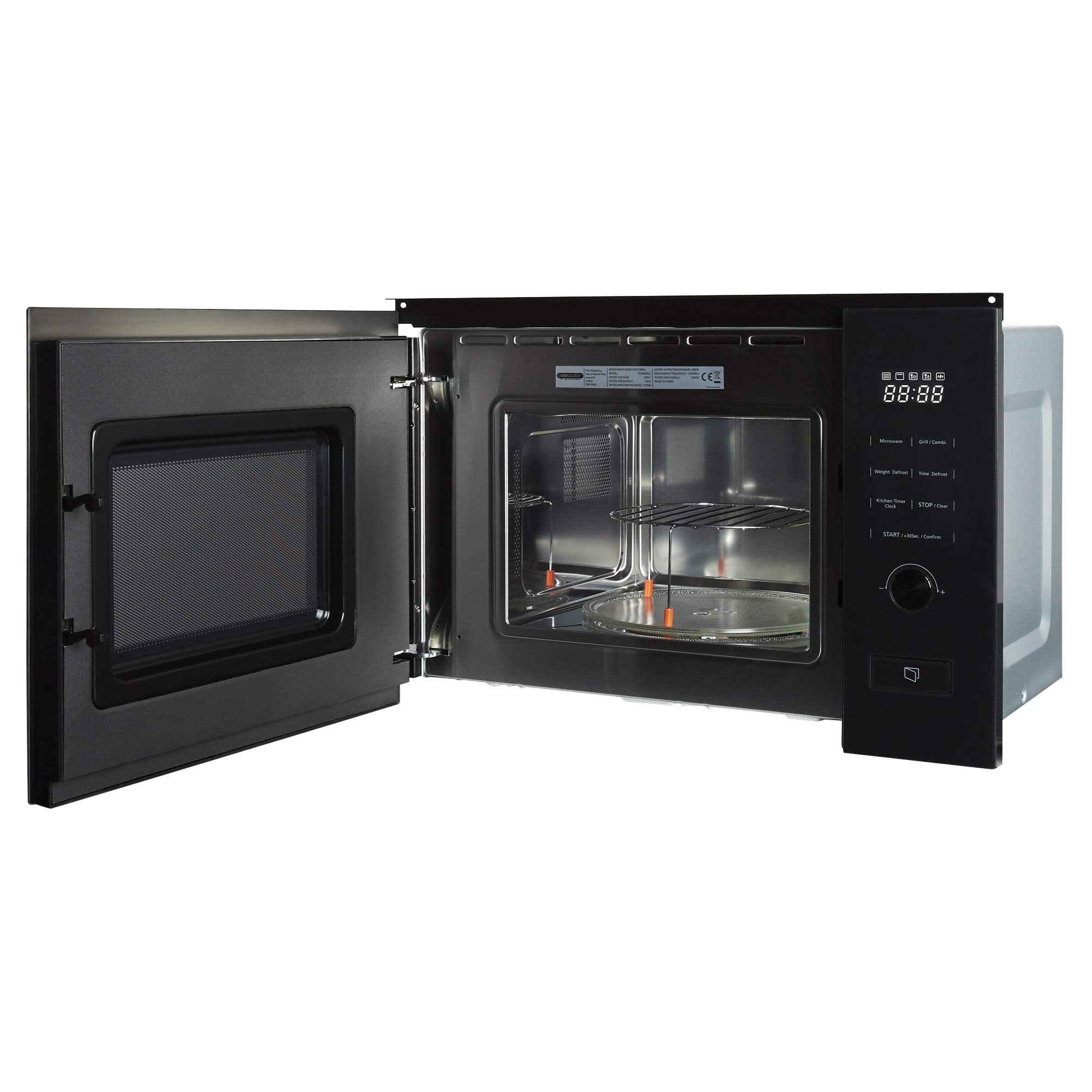 Cookology TCM20BGL 20L Built-In Microwave Oven with Grill, 800W - Compact Countertop Microwave for Small Kitchens, Dorms & Apartments - Perfect for Reheating, Grilling & Quick Cooking