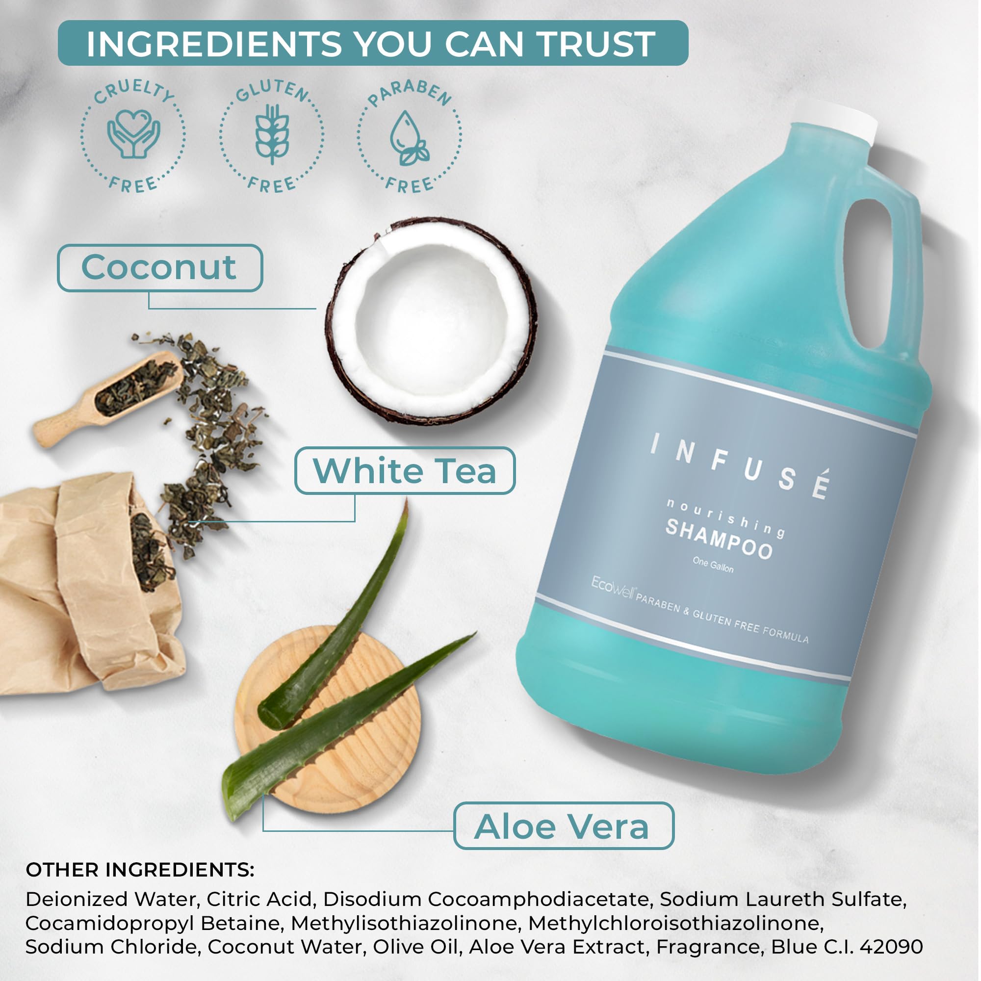 Terra Pure Infuse Hotel Shampoo - 1 Gallon Bulk Refill for Soap Dispensers (Set of 4) | Professional Salon & Hospitality Grade Shampoo | Perfect for Hotels, Spas, Salons & Home Use