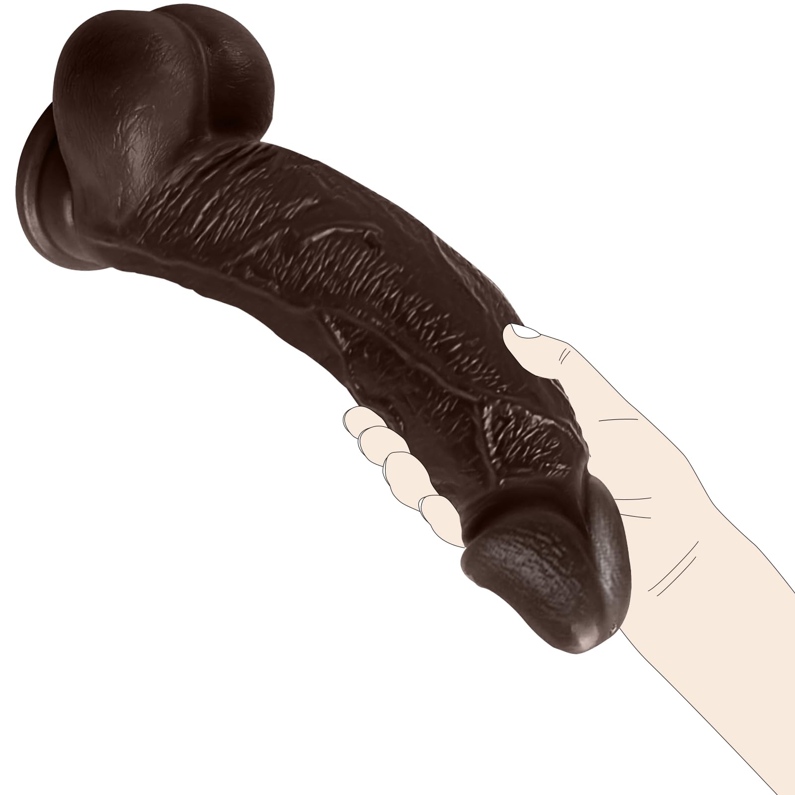 Realistic 8 Inch Anal Dildo for Women & Couples - Body-Safe G-Spot Stimulator with Strong Suction Cup | Adult Sex Toy for Solo Play & Partnered Fun (Dark Brown)