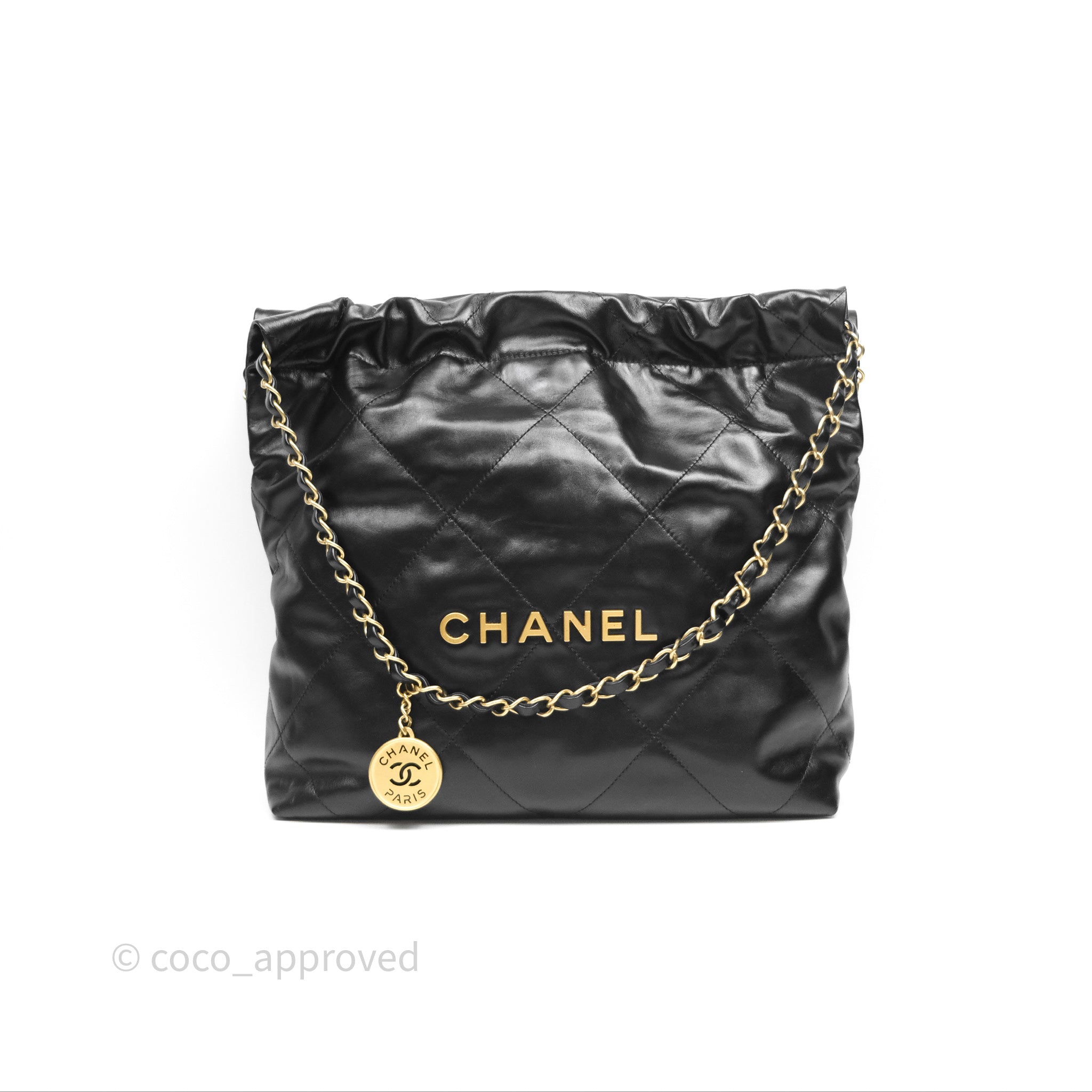 Chanel 22 Small Handbag Black Shiny Calfskin Leather with Aged Gold Hardware - Luxury Crossbody Bag for Women, Perfect for Date Night & Evening Events