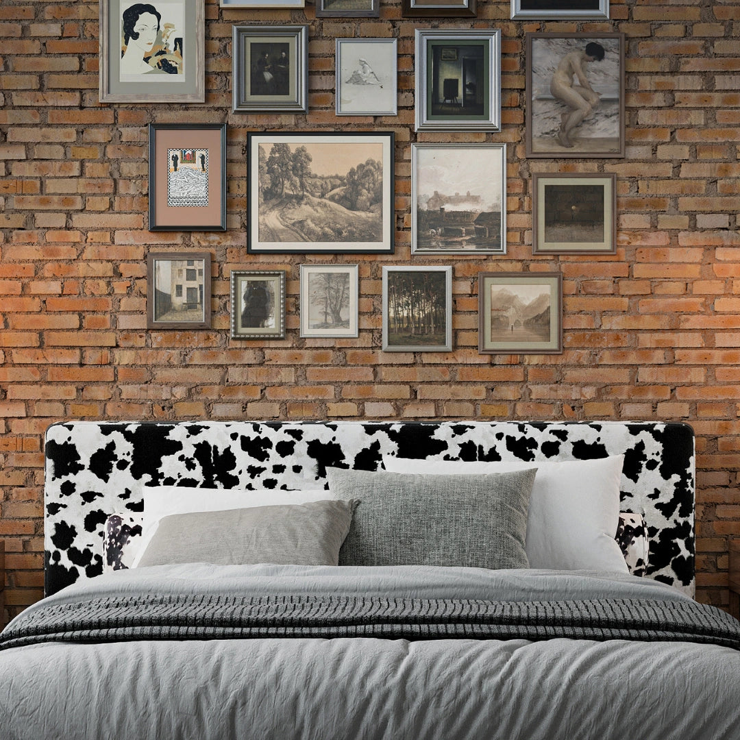 Premium Ultra Headboard - Vegan Cowhide Leather Upholstered Bed Frame for Modern Bedroom Decor | Eco-Friendly & Stylish Home Furniture