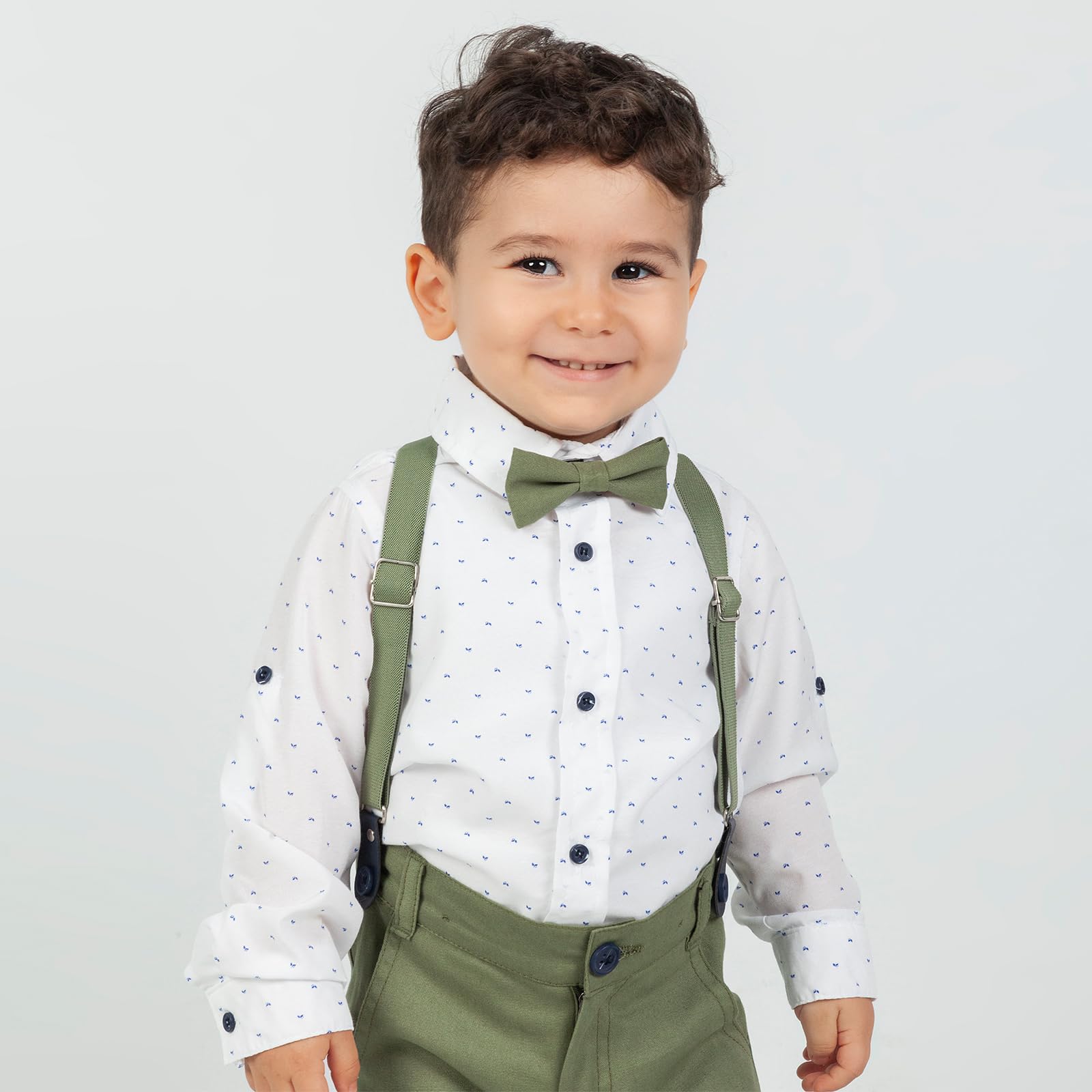 Toddler Boys Suit Set with Shirt, Pants & Bow Tie - Formal Outfit for Weddings & Parties