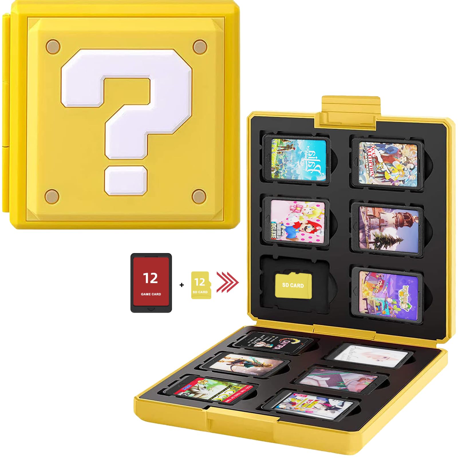 Nintendo Switch Game Card Case - Portable Thin Hard Shell Protective Storage Box with 12 Slots for Switch Lite/NS/NX | Shockproof Cartridge Holder for Travel & Gaming Storage