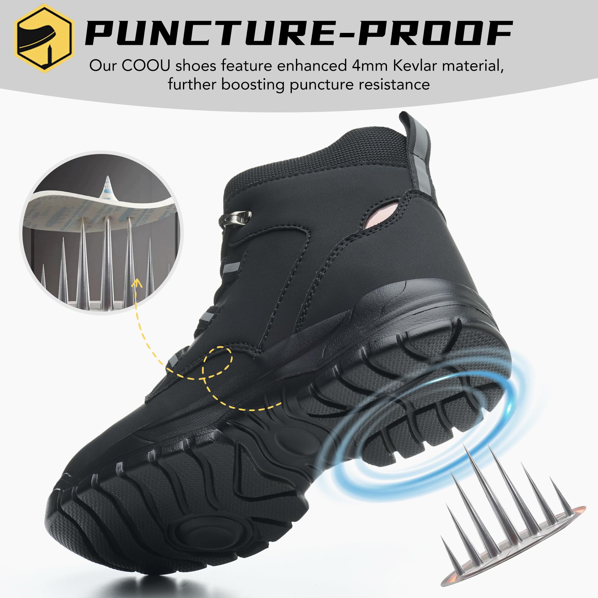 Steel Toe Work Boots for Men & Women - Slip & Puncture Resistant Safety Shoes - Lightweight Industrial Construction Boots - Perfect for Warehouse, Factory & Outdoor Work