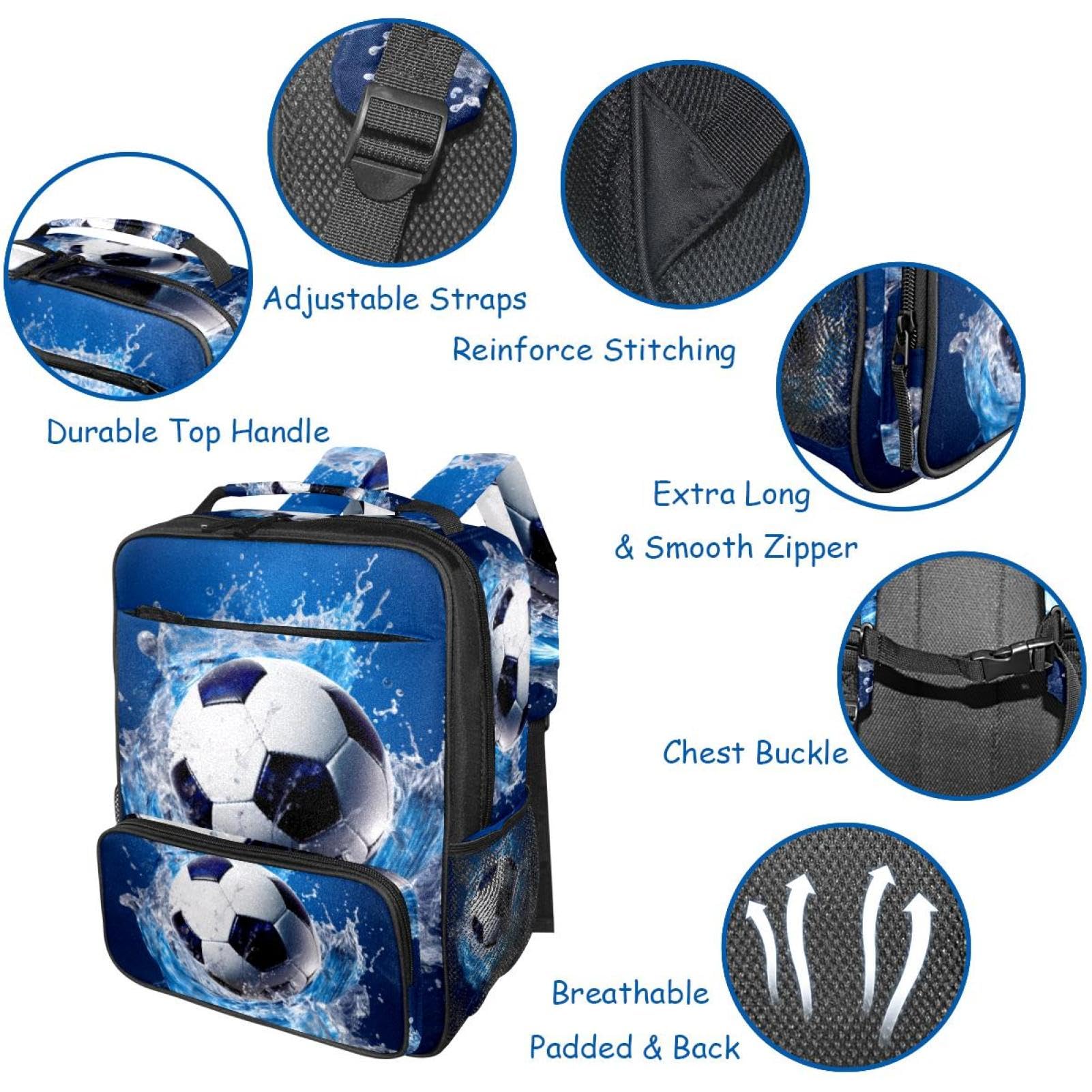 Stylish Travel Backpack for Women & Men - Durable Blue Ocean Design Waterproof Backpack for Hiking, Commuting & Football Games
