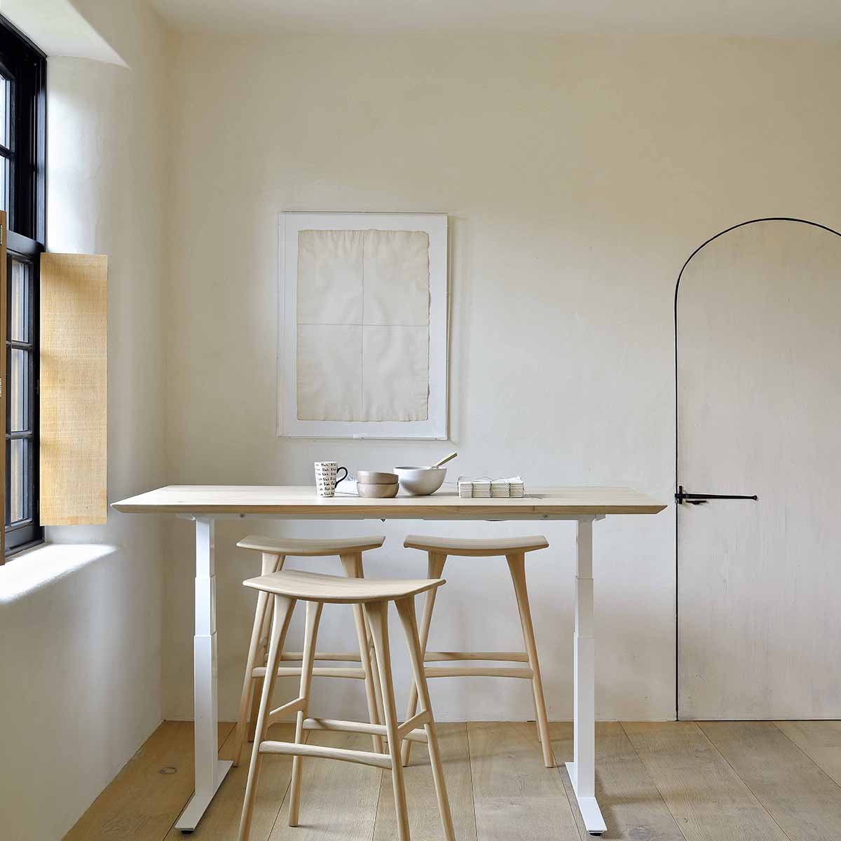 Adjustable Rectangle Desk with Cable Management - 140cm Home Office Desk in Oak & White | Perfect for Small Spaces & Remote Work