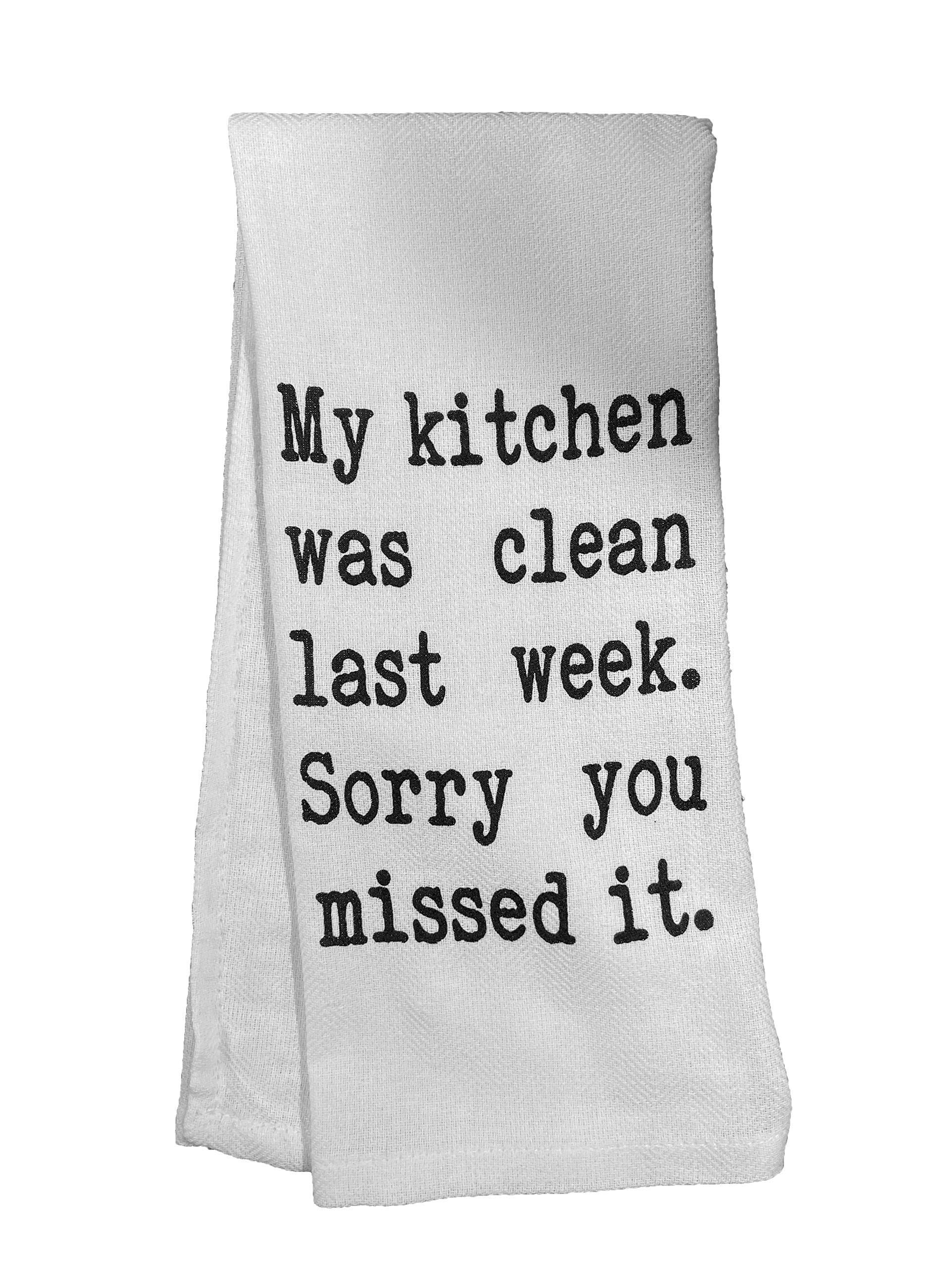 Funny Kitchen Tea Towel - 'My Kitchen Was Clean Last Week' Humorous Dish Towel for Cooking, Cleaning & Gifts - Perfect for Home, Office & Housewarming Parties