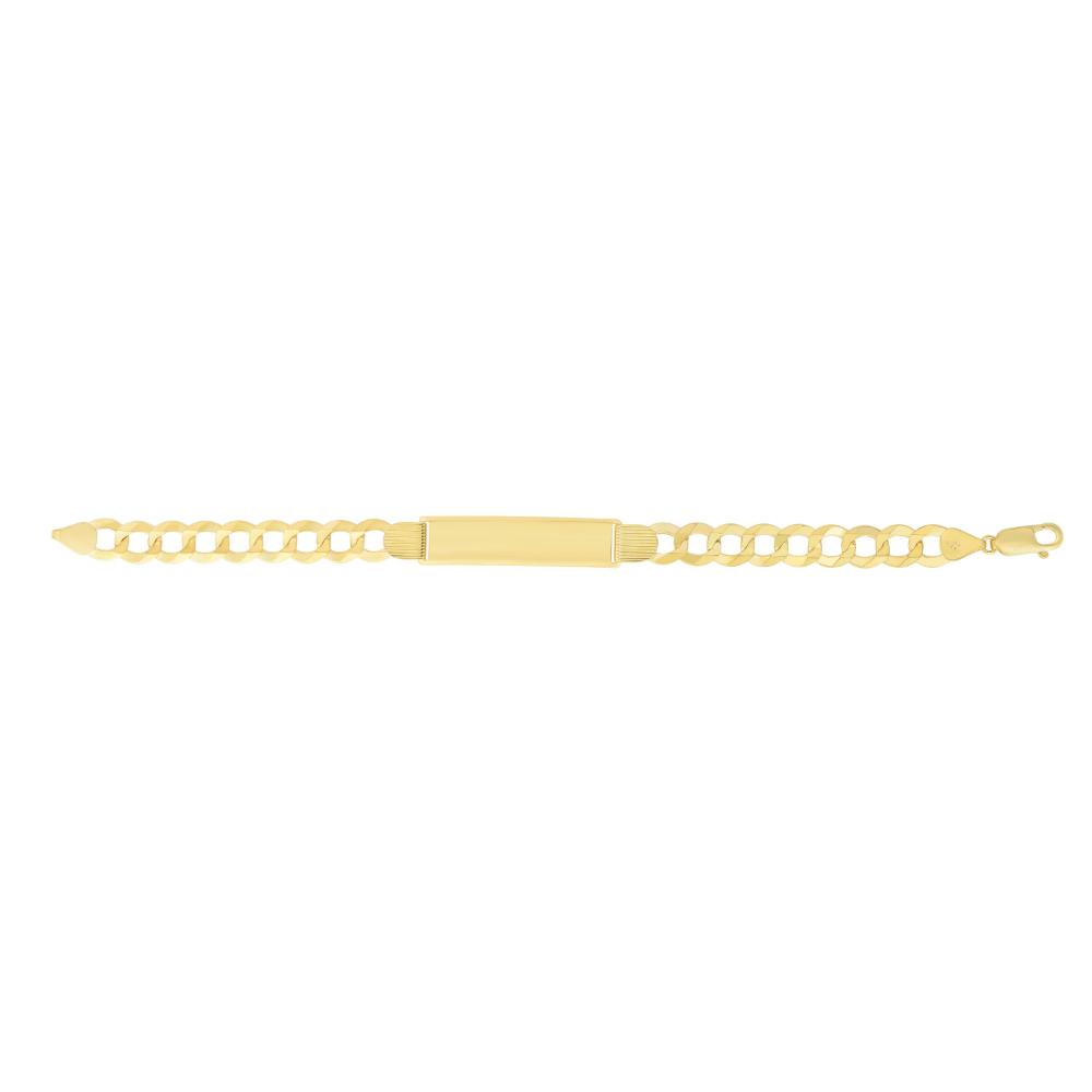 14K Gold 10mm Polished Curb ID Bracelet for Women - Personalized Engraved Name Chain Link Bracelet - Perfect Gift for Birthday, Anniversary & Valentine's Day