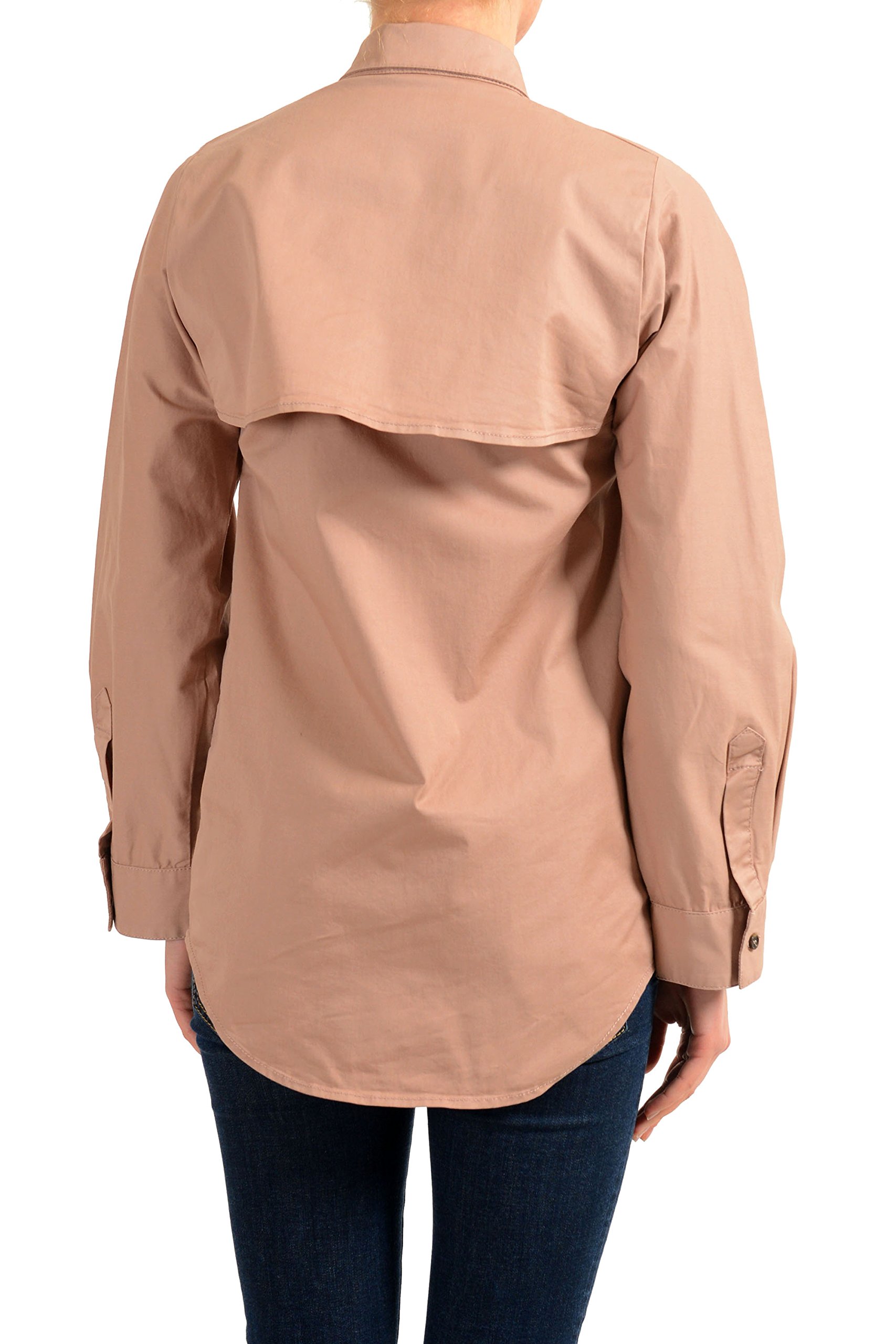 DSQUARED2 Women's Beige Long Sleeve Button Down Shirt | US XS IT 38 | Casual Office Wear & Spring Layering Staple