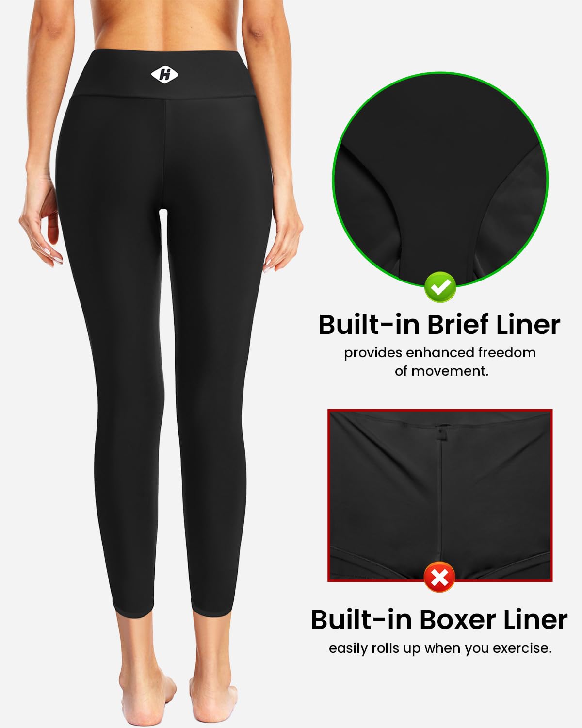 Holipick Women's High Waisted Swim Pants - UPF 50+ Rash Guard Leggings for Swimming, Surfing & Beach Activities
