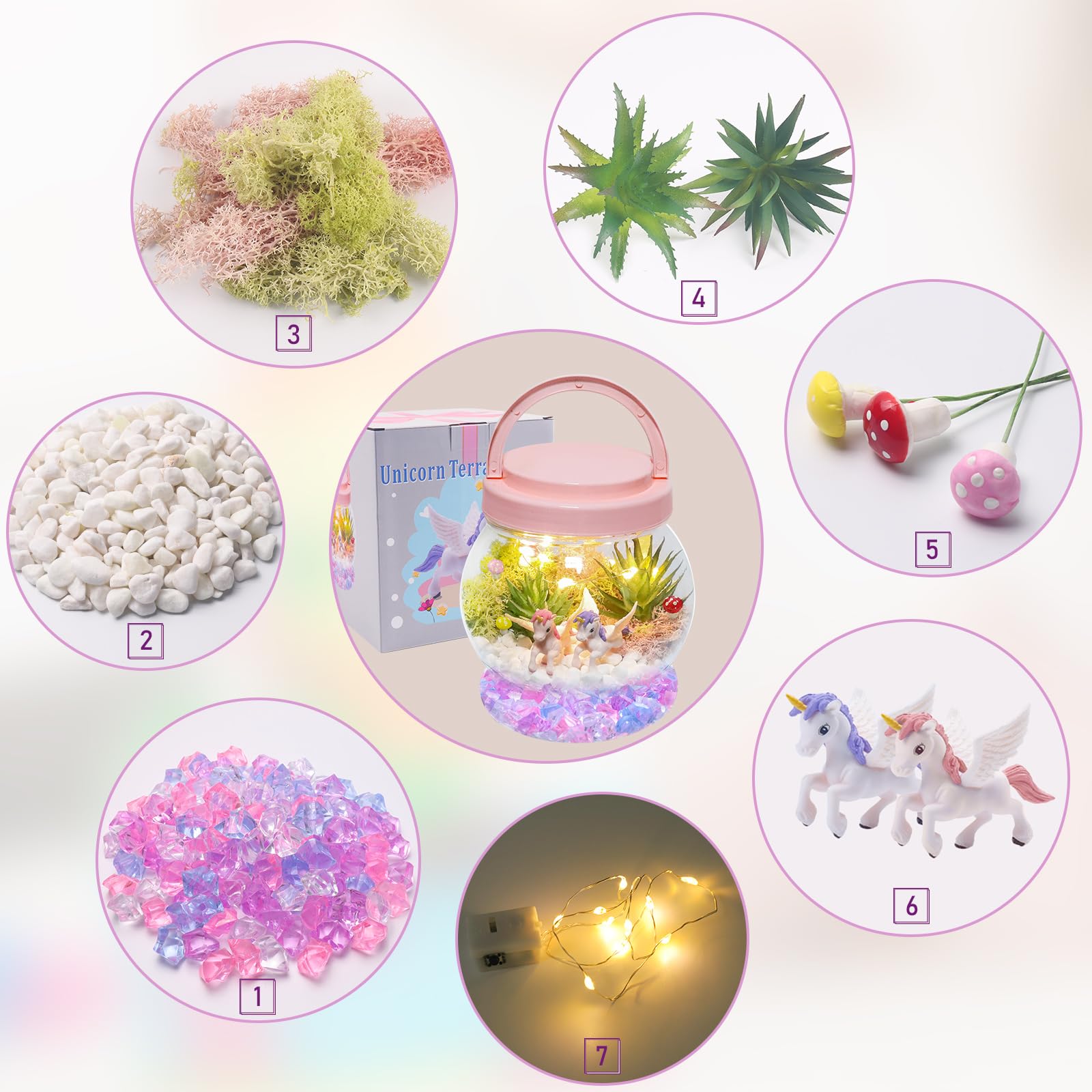 Magical DIY Unicorn Terrarium Kit with LED Night Light & Remote - Creative Arts and Crafts Gift for Girls Age 4-12 | Birthday Present, Kids Room Decor, STEM Learning Activity, Bedtime Night Light for Children's Bedrooms