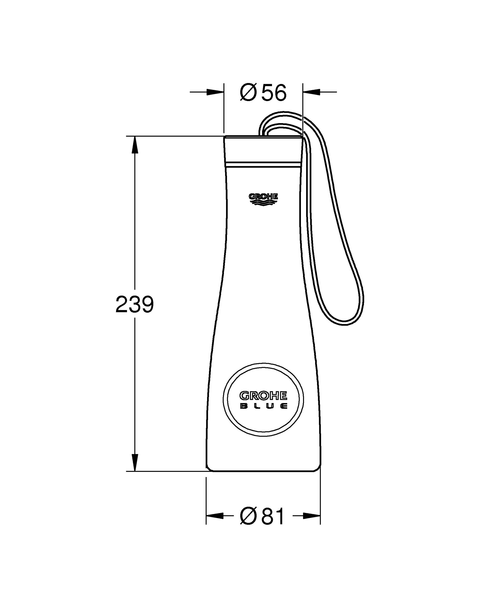 GROHE 40848GN0 Blue Thermal Water Bottle - Insulated Stainless Steel, Cool Sunrise Brushed Finish, Keeps Drinks Hot/Cold for Hours - Perfect for Travel, Gym, Hiking & Outdoor Activities