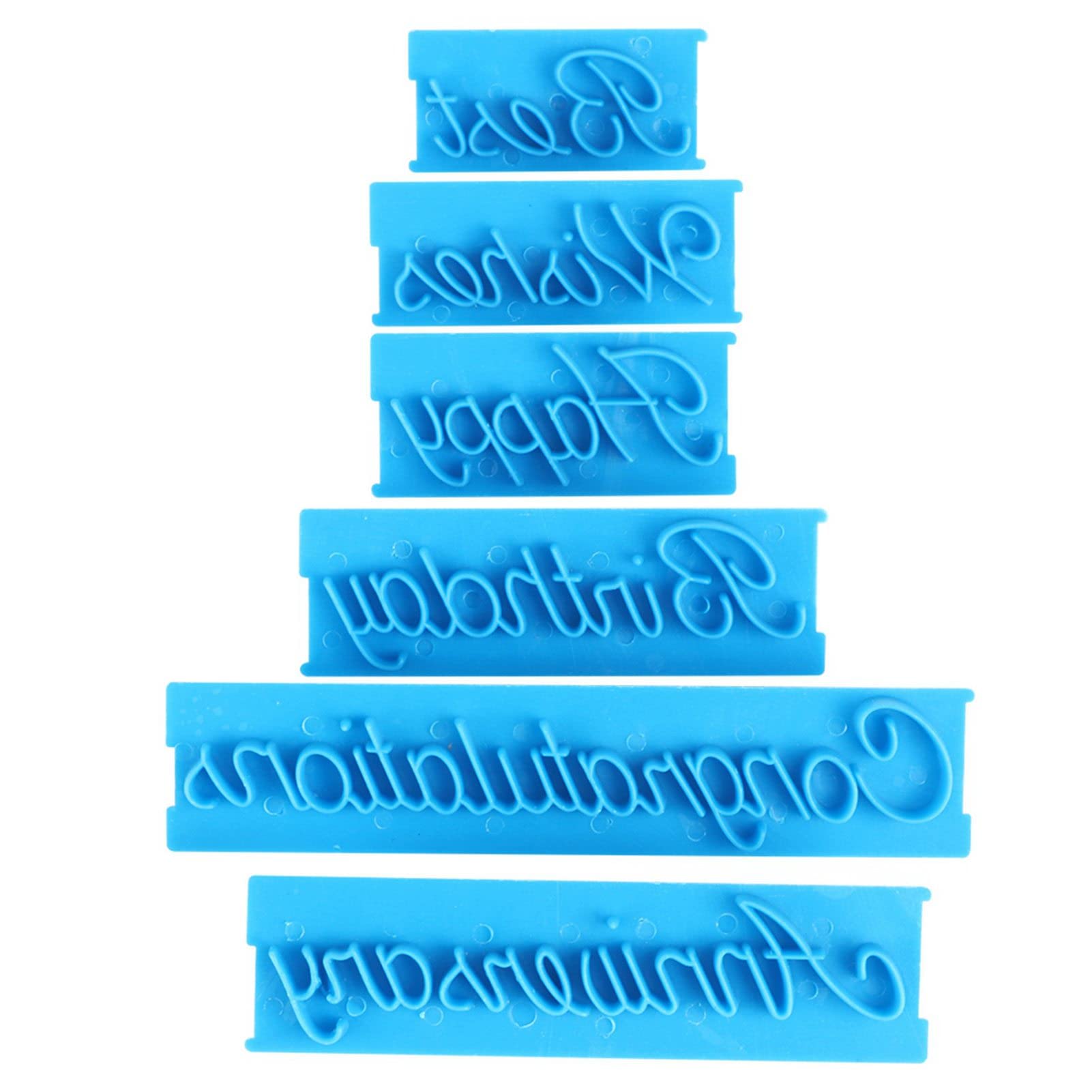 3-Piece Blue Handwriting Letter Cake Embosser Set - Cookie Stamp & DIY Plastic Molds for Cake Decorating, Baking, and Creative Dessert Printing - Perfect for Birthdays, Weddings, and Special Occasions