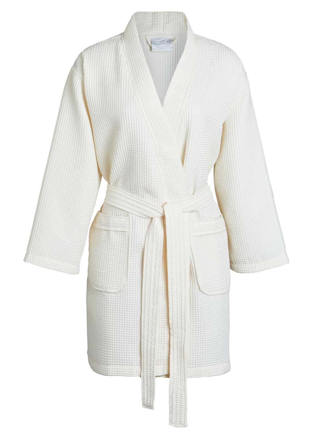 Women's Thigh-Length Waffle Kimono Robe - Soft Waffle Weave Spa Bathrobe for Relaxation, Lounging & Home Comfort
