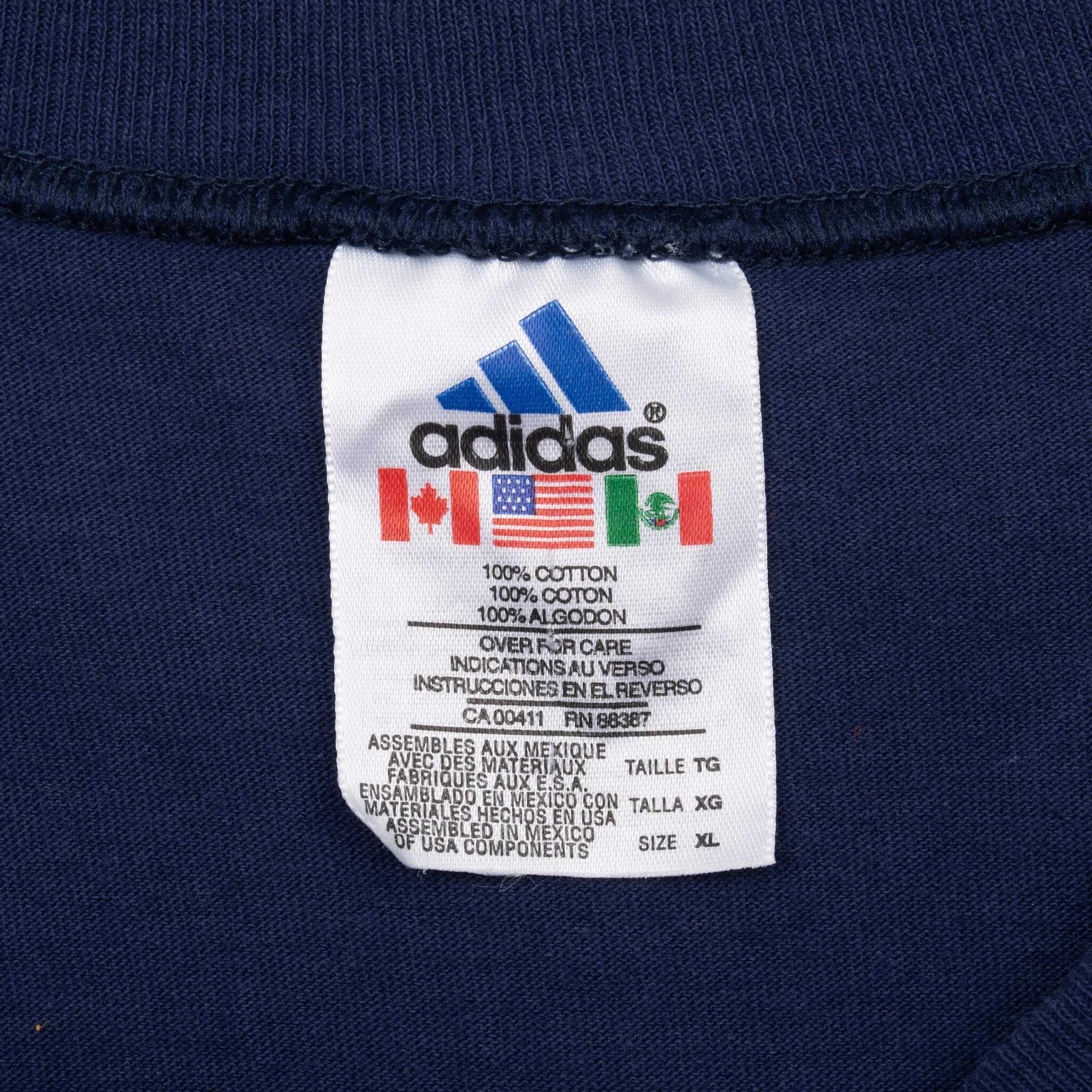 Vintage 1990s Adidas Navy Blue T-Shirt XL - Retro Sportswear for Men, Casual Wear & 90s Fashion Collection