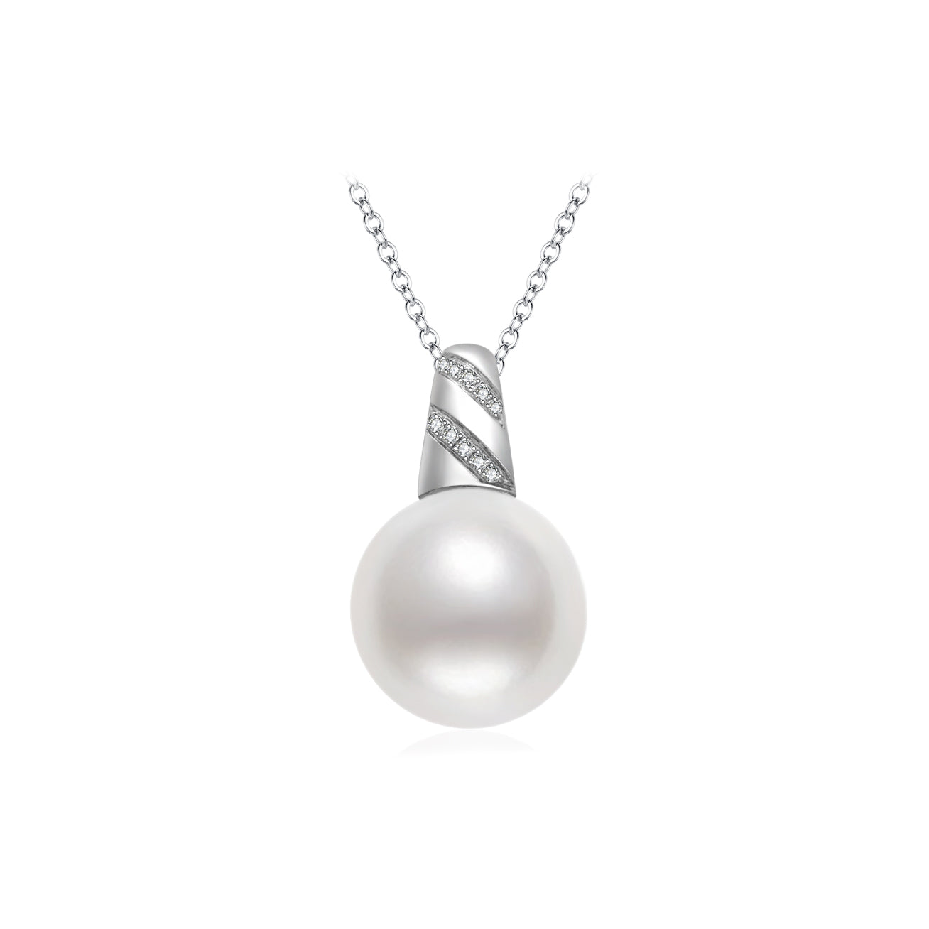 18K Solid Gold Australian White Diamond Saltwater Pearl Necklace - Elegant Bridal Jewelry & Anniversary Gift for Women (KN00136) | Perfect for Weddings, Parties & Special Occasions