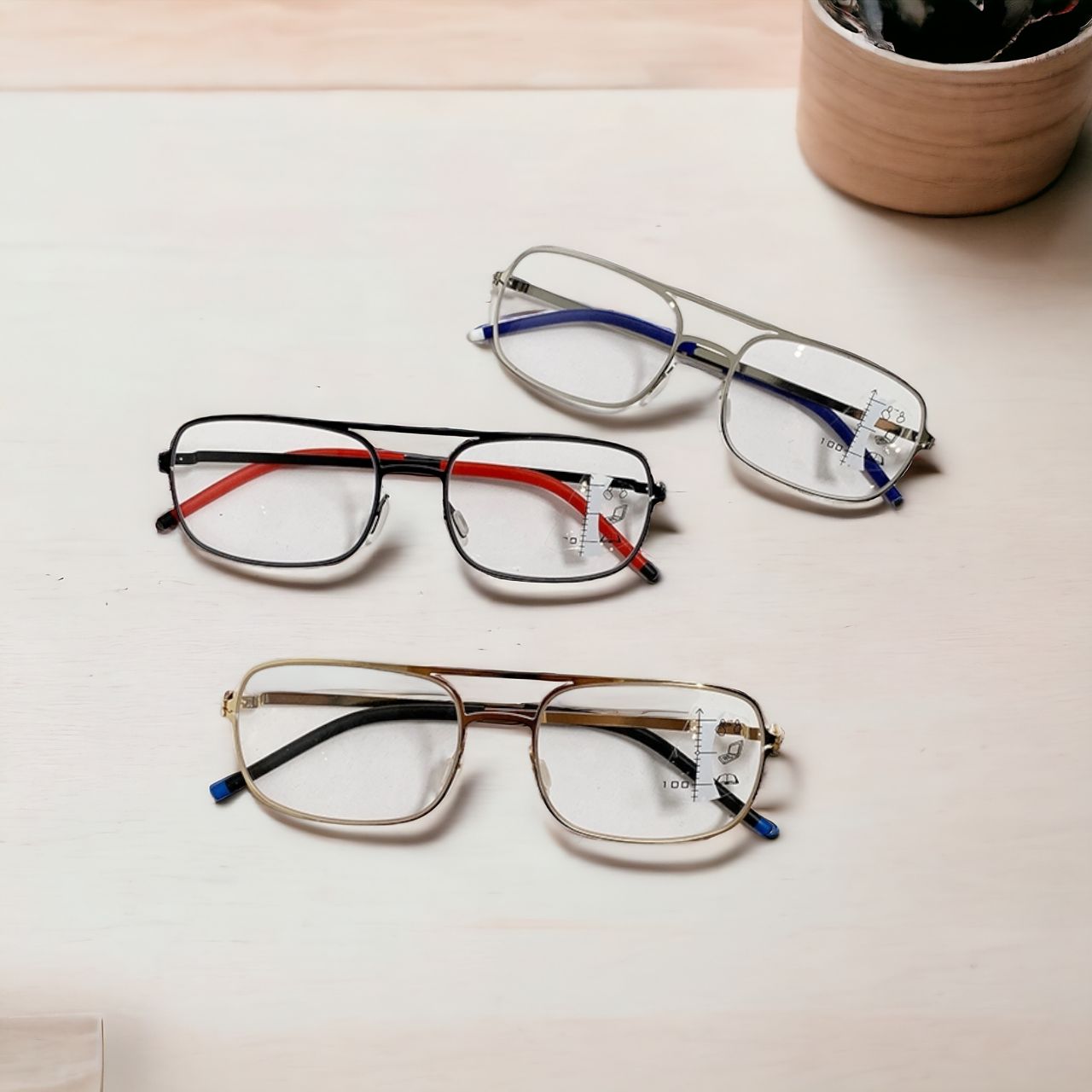 Rectangle Progressive Reading Glasses for Women & Men - Anti-Blue Light +2.00 to +3.50 Strength - Lightweight Comfort for Computer Work, Reading & Close-Up Tasks