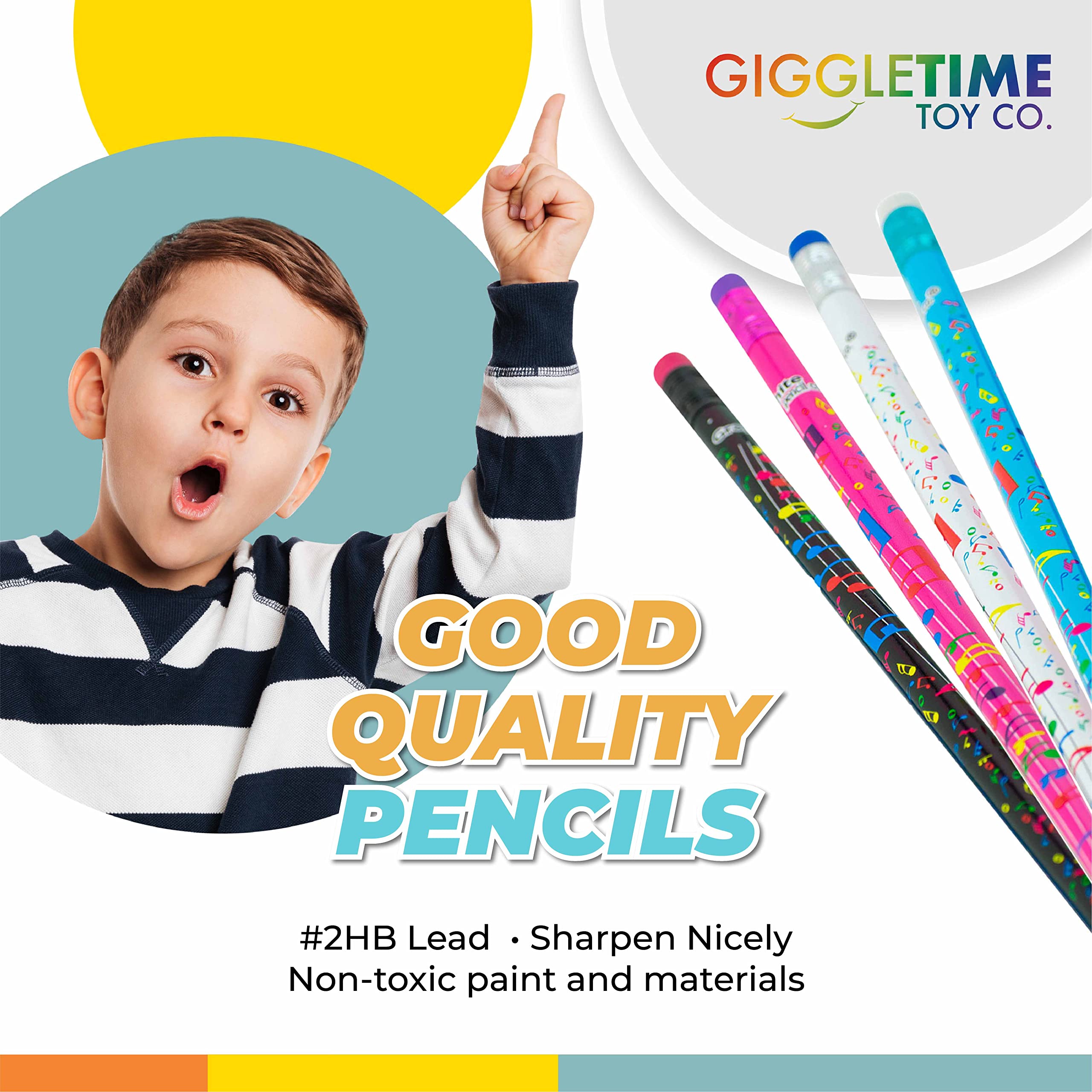 144-Pack Musical Note Pencils - 2HB Assorted Cute Pencils for Kids, School Supplies, Party Favors, Pinata Stuffer & Carnival Prizes - Perfect for Music Class, Birthday Parties & Back to School