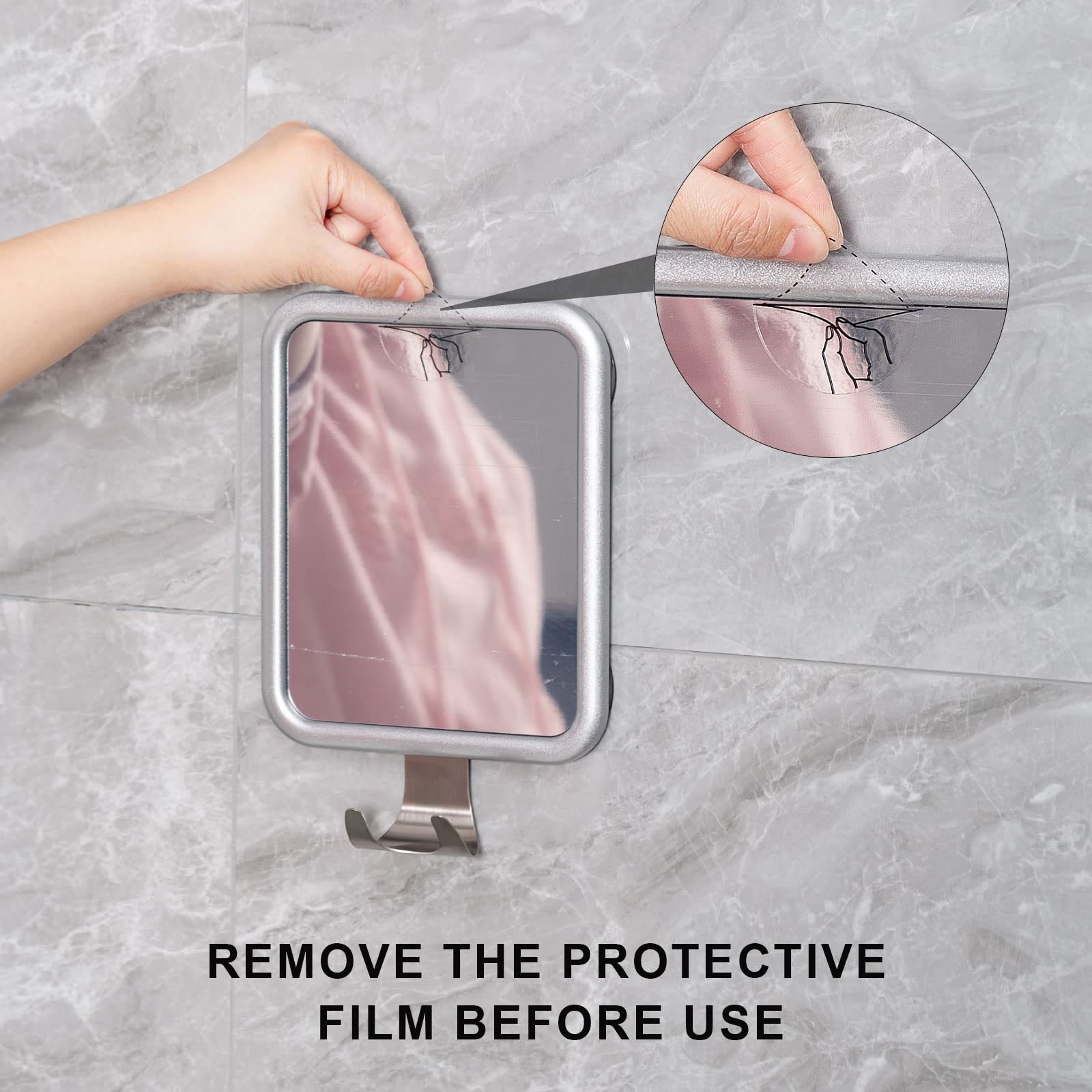 Ettori Fogless Shower Mirror for Shaving with Squeegee - Anti-Fog Bathroom Mirror & Glass Door Cleaner for Men's Grooming and Shower Cleaning