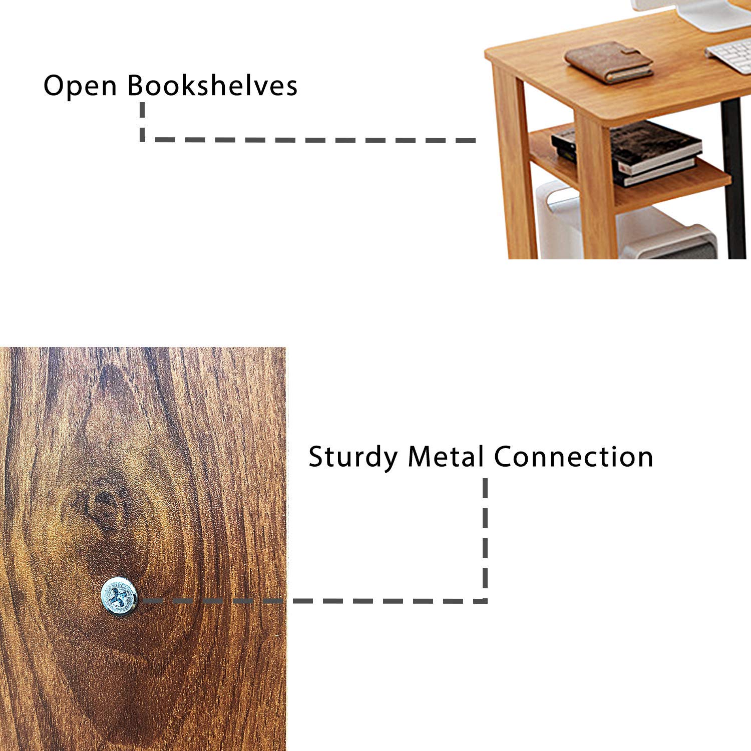 L-Shaped Corner Gaming Desk with Wooden Top & Black Frame - Home Office Computer Desk for PC, Laptop, Workstation & Study | Ergonomic Design for Small Spaces, Gaming Setup & Remote Work