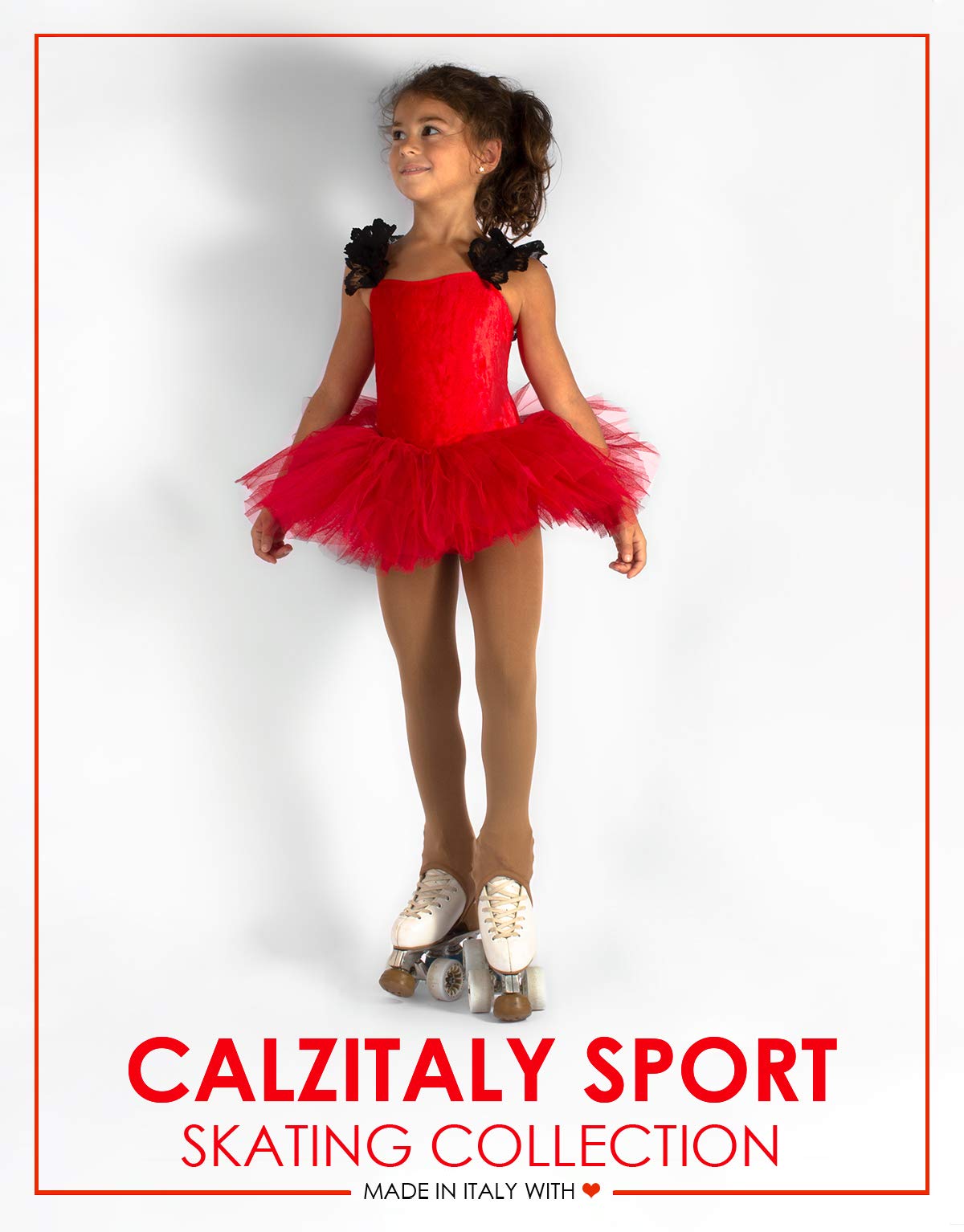 CALZITALY Girls Skating Tights 6-12 Years for Roller & Ice Skating