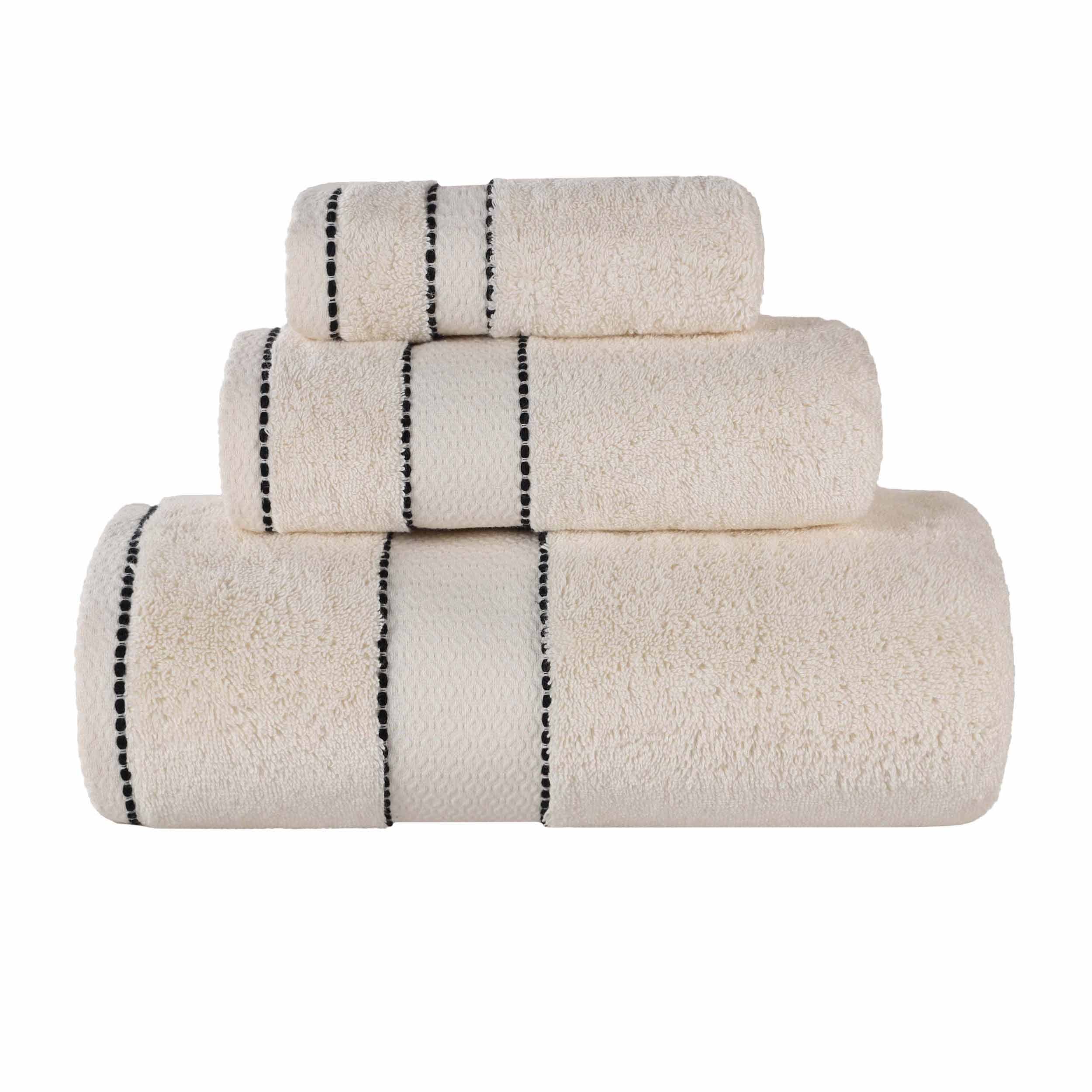 Premium Egyptian Giza Cotton Dobby 3-Piece Bath Towel Set - Ultra Absorbent, Soft & Luxurious for Spa, Bathroom, and Guest Use