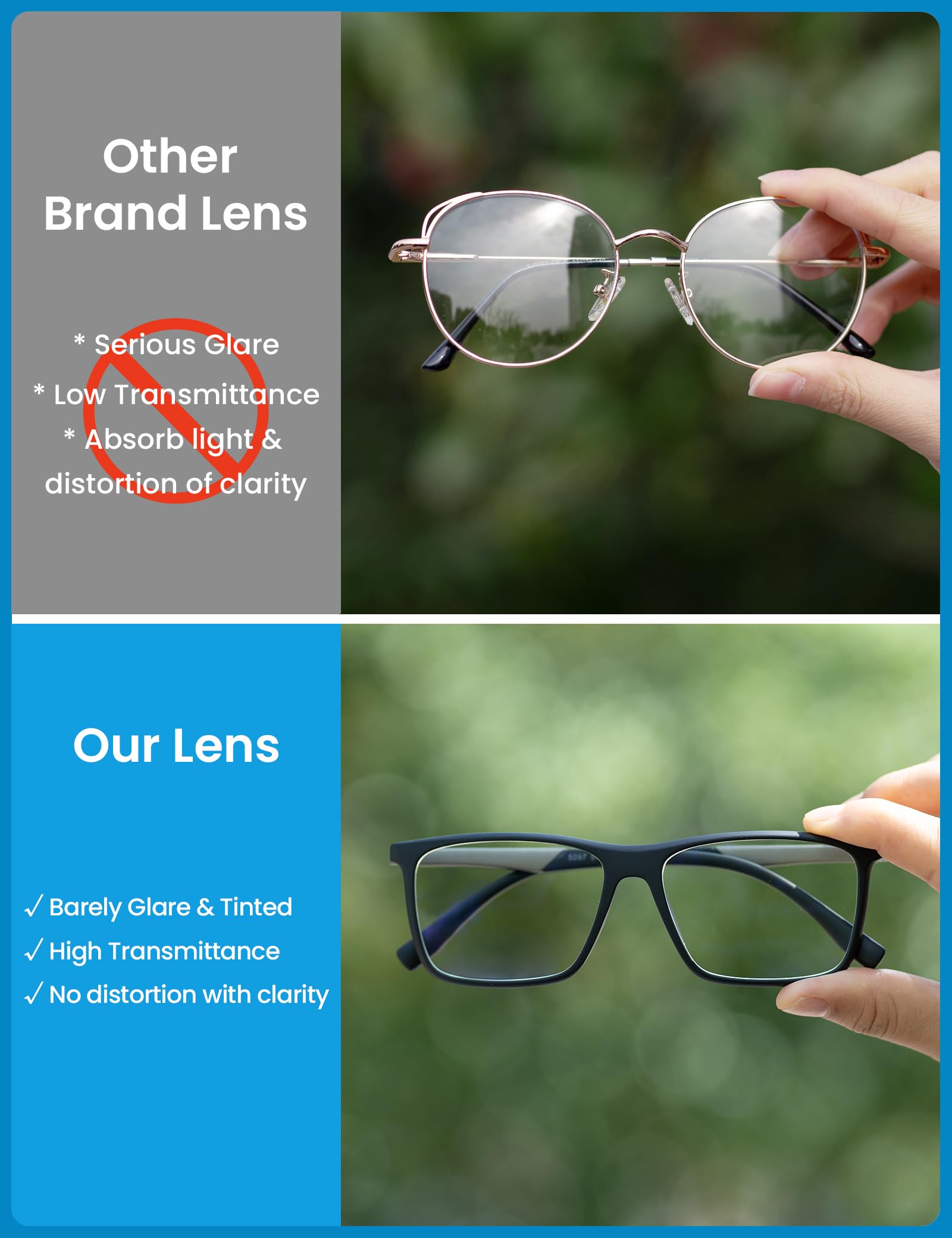 GUDVUE Blue Light Blocking Glasses for Men - Anti Eyestrain Computer & Gaming Glasses with Rectangle Frame - Perfect for Office, Gaming & Screen Time