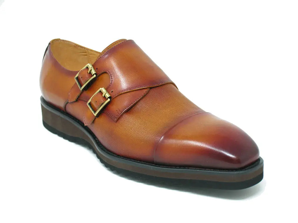 Premium Double Monk Strap Burnished Leather Loafers for Men - Classic Dress Shoes for Business, Office & Formal Occasions - Comfortable Slip-On Style for Weddings & Professional Events