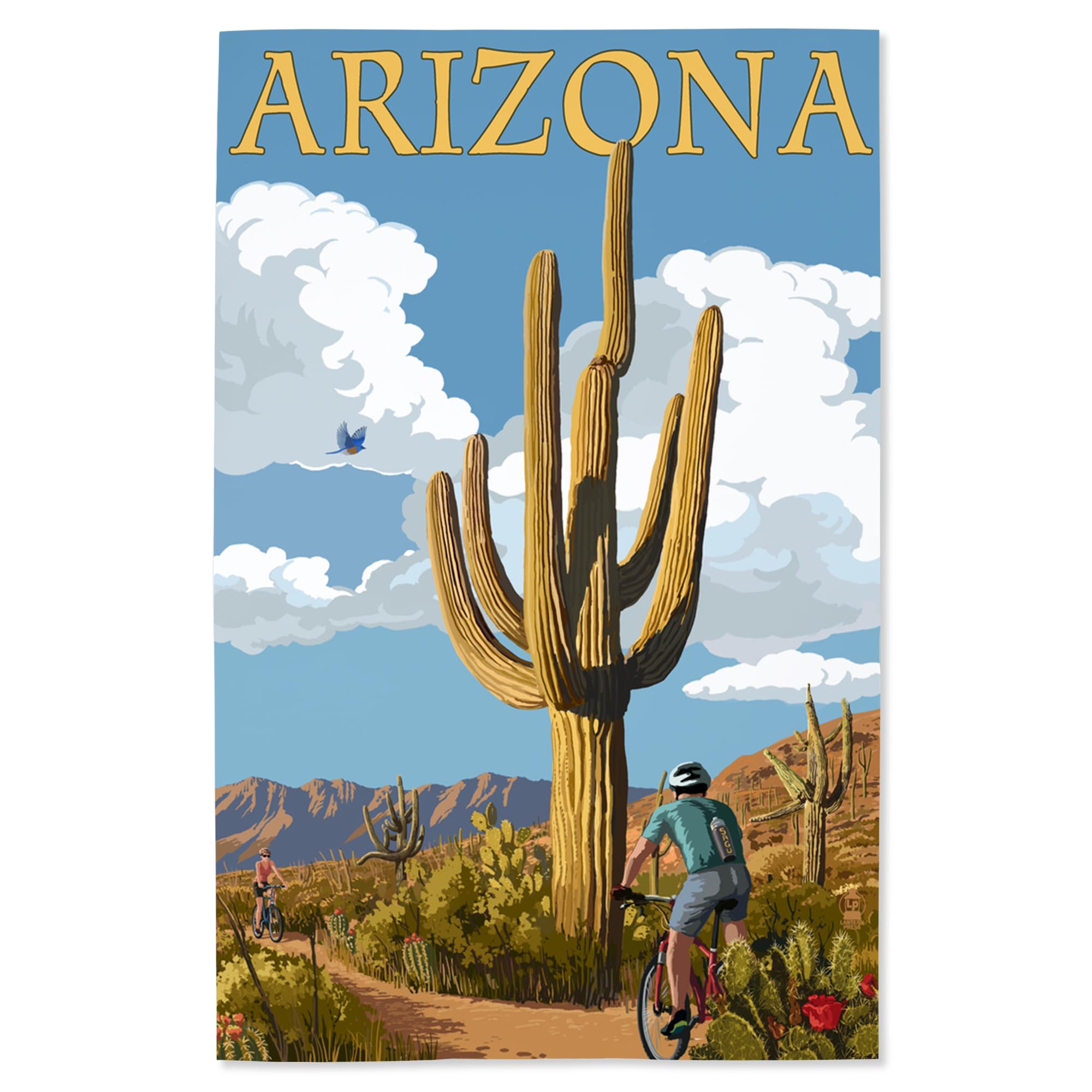 Lantern Press 16x24 Inch Giclee Print - Arizona Bicycling Scene Wall Art | Vintage Cycling Decor for Home, Office & Cafe