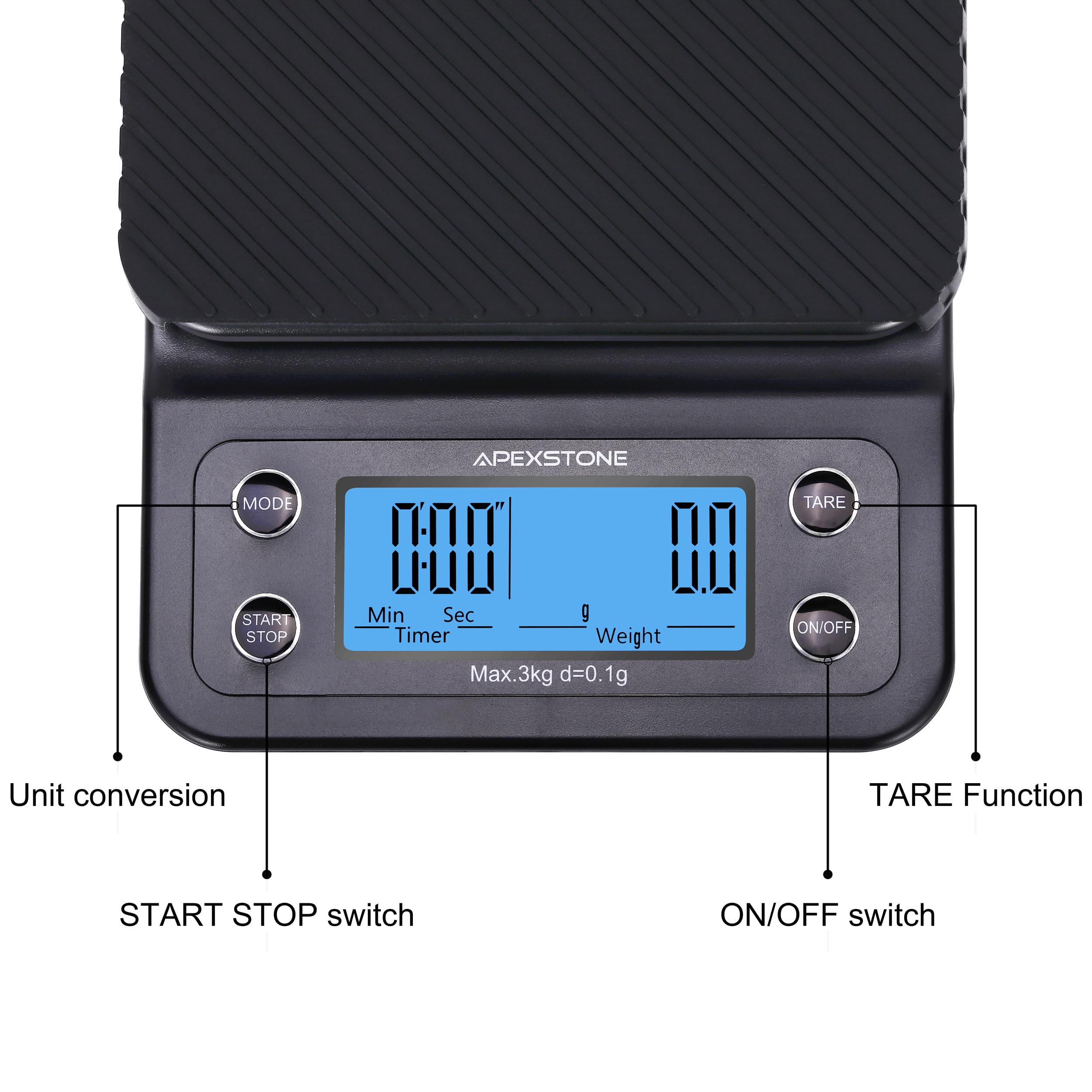 Apexstone Small Espresso Scale with Timer - Digital Coffee Scale for Pour Over, Drip, and Espresso Brewing (Batteries Included) | Perfect for Home Baristas & Coffee Shops