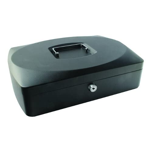 10 Inch Black Cash Box with Key Lock - Secure Money Storage for Small Businesses, Events, and Home Use
