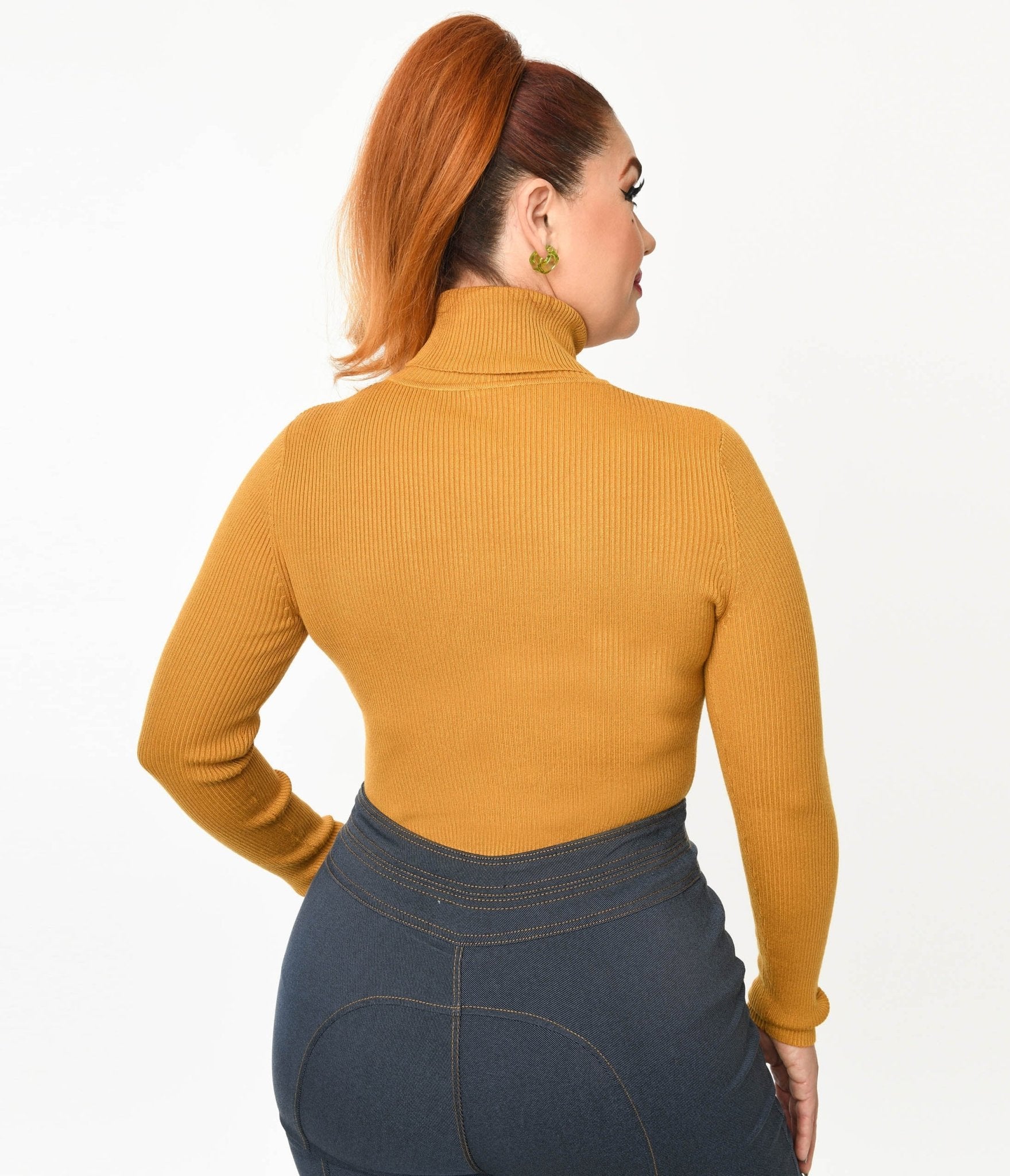 Mustard Yellow Mushroom Embroidered Turtleneck Sweater for Women | Cozy Fall Winter Knit Pullover | Casual Vintage Style Top for Autumn Outfits & Coffee Dates
