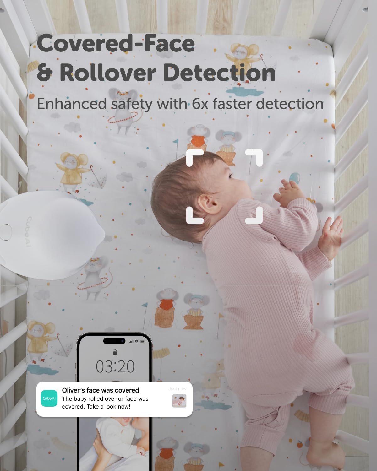 CuboAi 2025 Smart Baby Monitor 3 - 2.5K QHD WiFi Camera with Night Vision, 2-Way Audio, Cry Detection & Sleep Alerts | Wall Mount Included | Temperature & Humidity Sensor | App Control for Nursery & Kids Room Safety