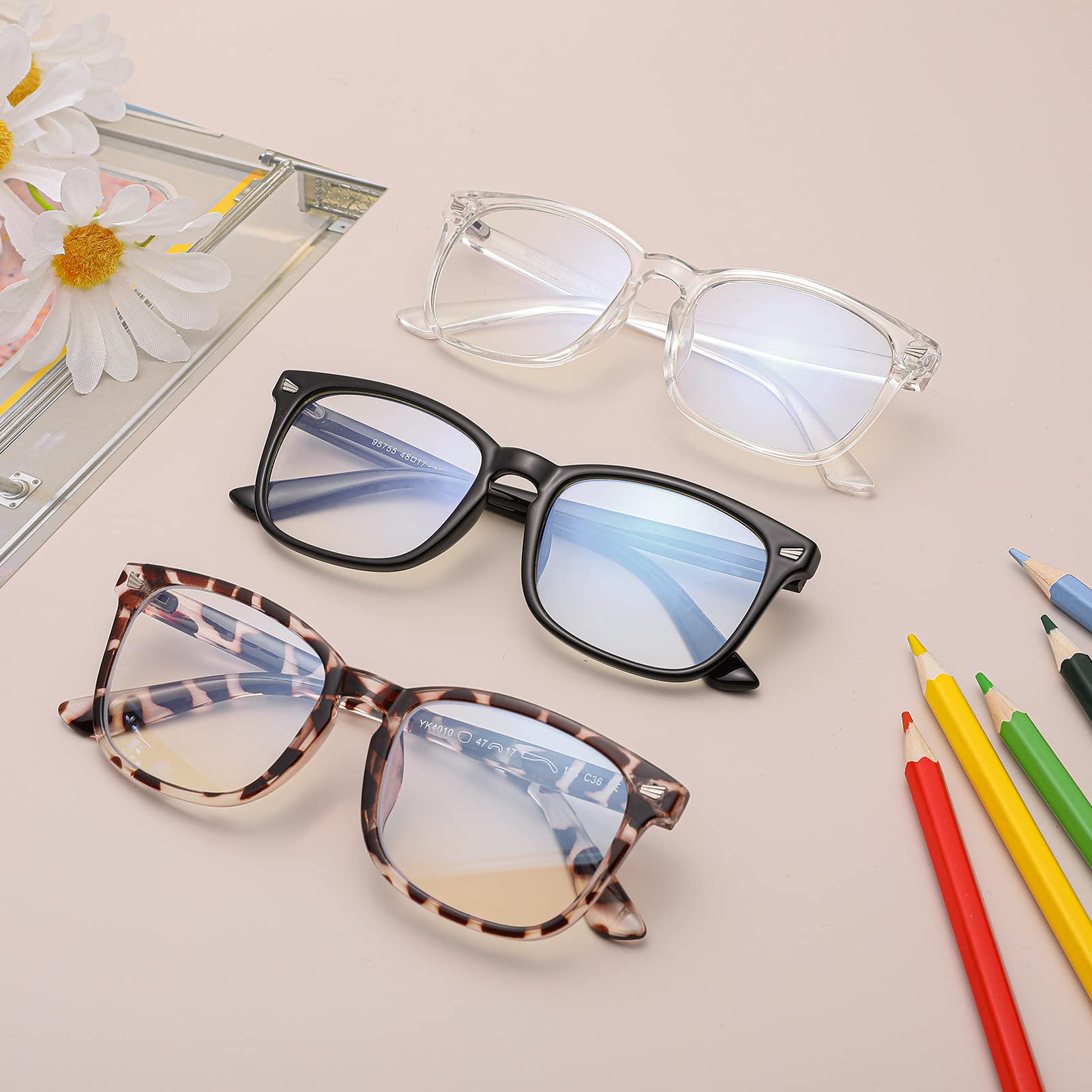 COASION Blue Light Blocking Glasses for Kids Age 3-12 (3 Pack) - Computer & Screen Protection Glasses for Boys & Girls - Perfect for Online Learning, Gaming & Digital Device Use