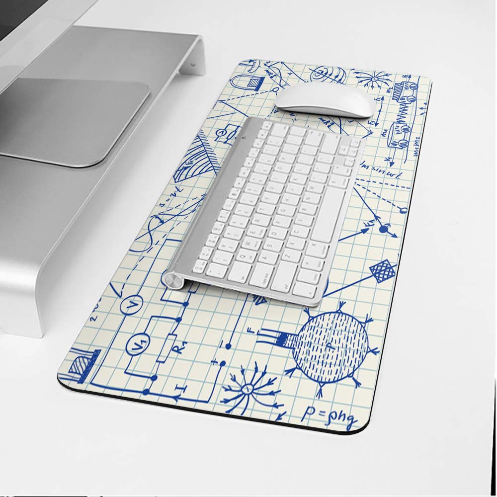 Non-Slip Rubber Base Mouse Pad with Physics Equation Design - Large Office & Gaming Desk Mat for Computer, Laptop - Perfect for Work, Study and Gaming Sessions