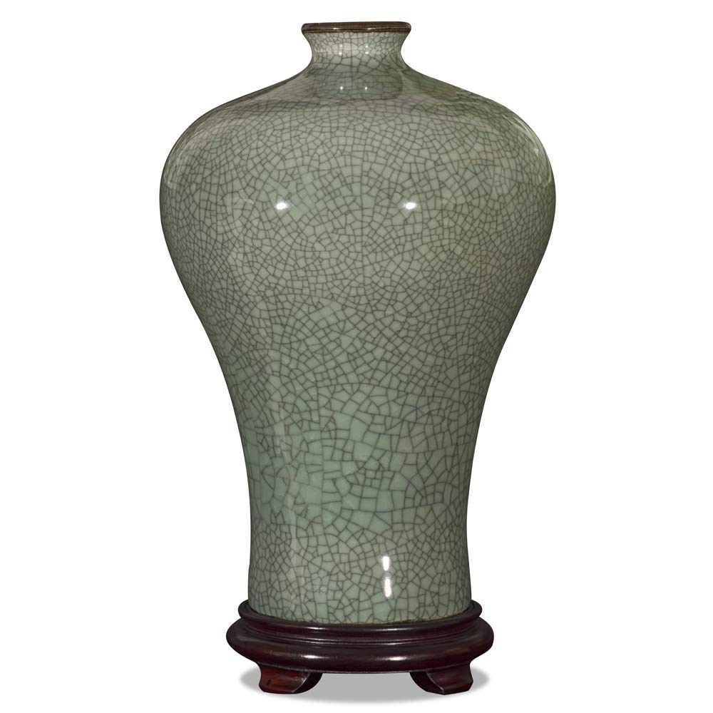 Antique Chinese Crackle Celadon Porcelain Vase - Song Dynasty Style Home Decor for Living Room, Office & Luxury Interior Design