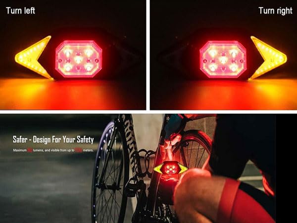 Rechargeable Bike Turn Signals & Rear Bike Lights - Waterproof LED Bicycle Indicators for Night Riding Safety (2024 Bike Accessories) - Perfect for Commuting, Mountain Biking & Urban Cycling