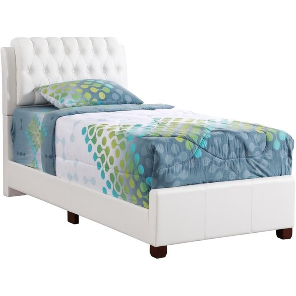 Glory Furniture Marilla White Faux Leather Upholstered Twin Bed Frame - Perfect for Kids' Rooms, Guest Bedrooms & Small Spaces