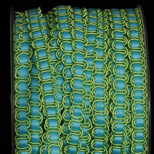 Blue and Green Wave Braid Wired Craft Ribbon - 0.375 Inch x 44 Yards for Gift Wrapping, Floral Arrangements, DIY Projects and Party Decorations
