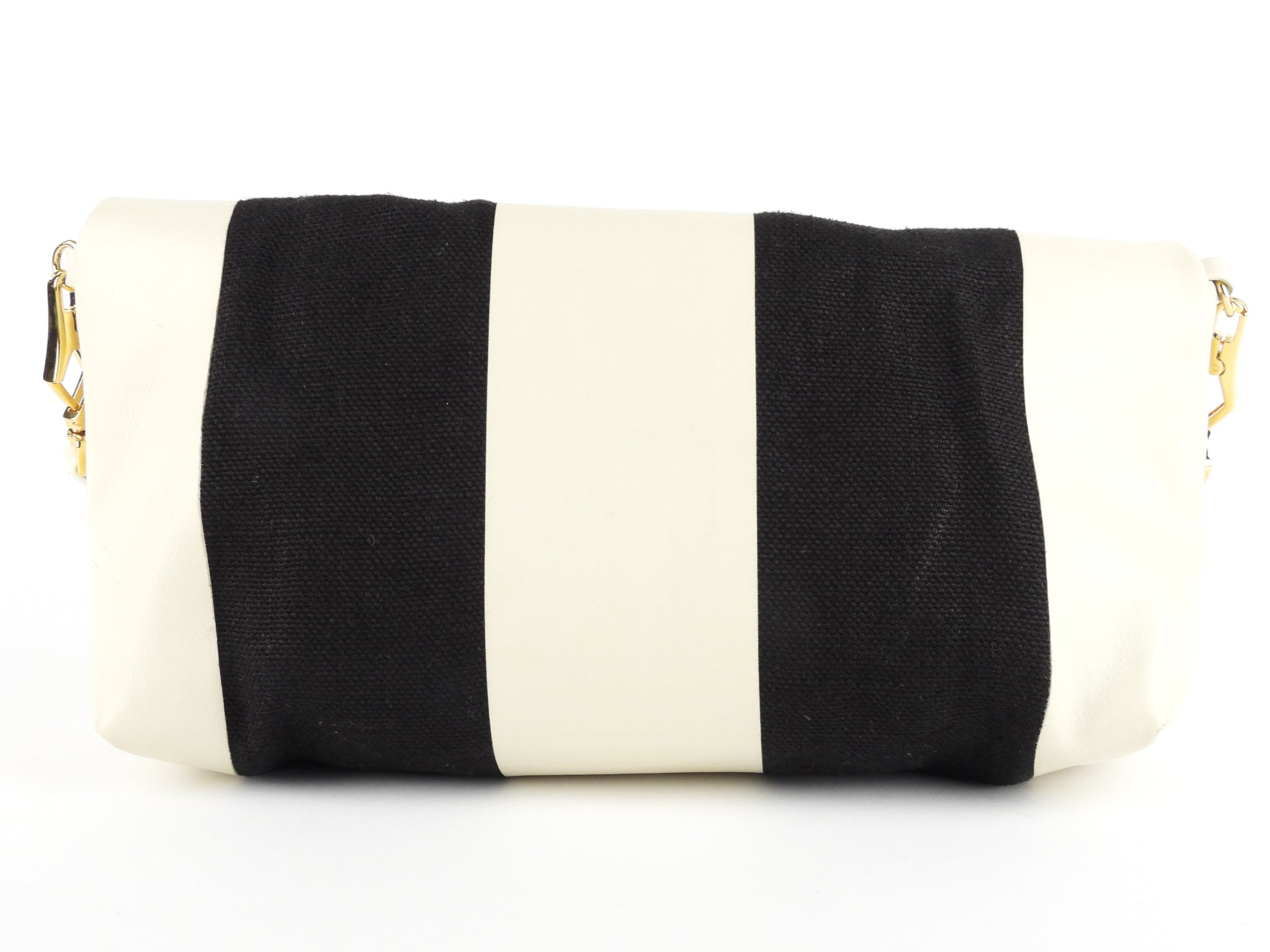 Burberry Prorsum Black & White Striped Coated Canvas Zip Pouch with Adjustable Strap - Luxury Crossbody Bag for Women, Perfect for Travel & Everyday Essentials