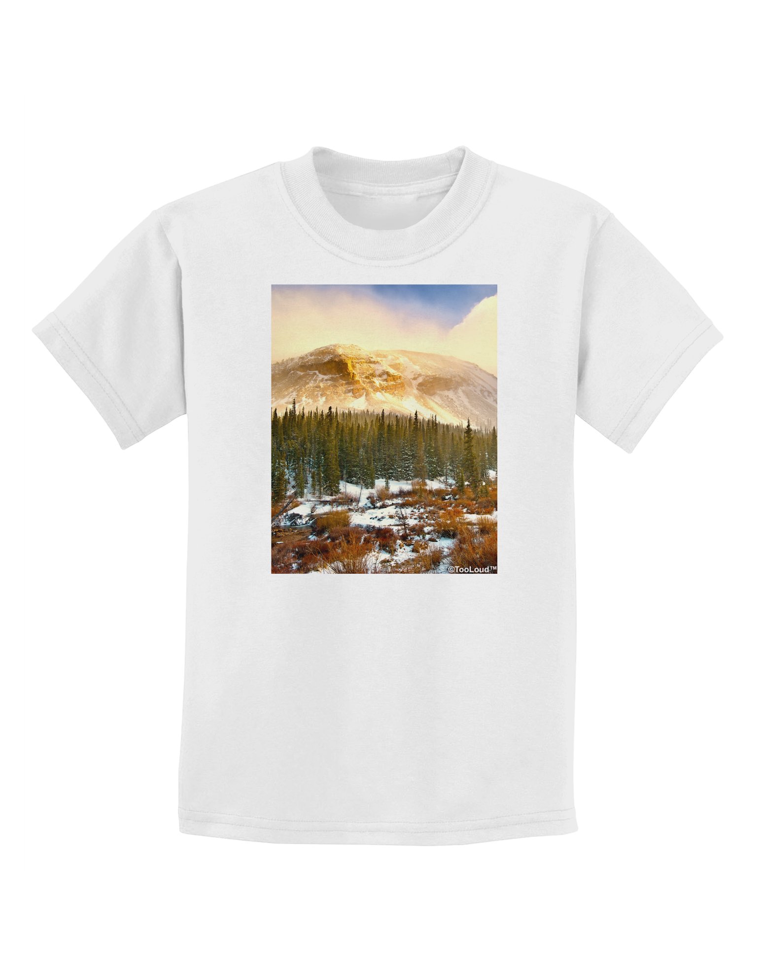 TooLoud Nature Photography - Mountain Glow Kids T-Shirt | Premium Cotton Graphic Tee for Boys & Girls | Perfect for Outdoor Adventures, Hiking & Nature Photography Trips