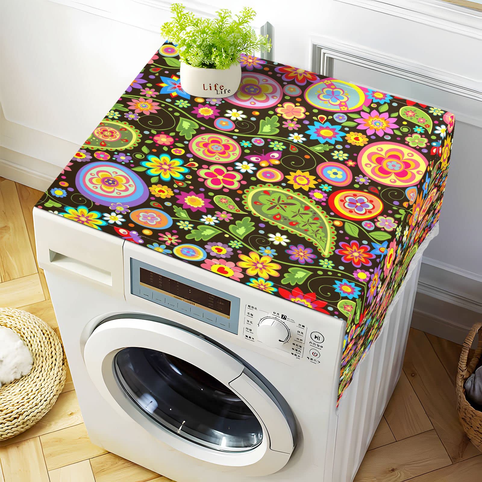 Vibrant Floral Paisley Washing Machine Cover - 51