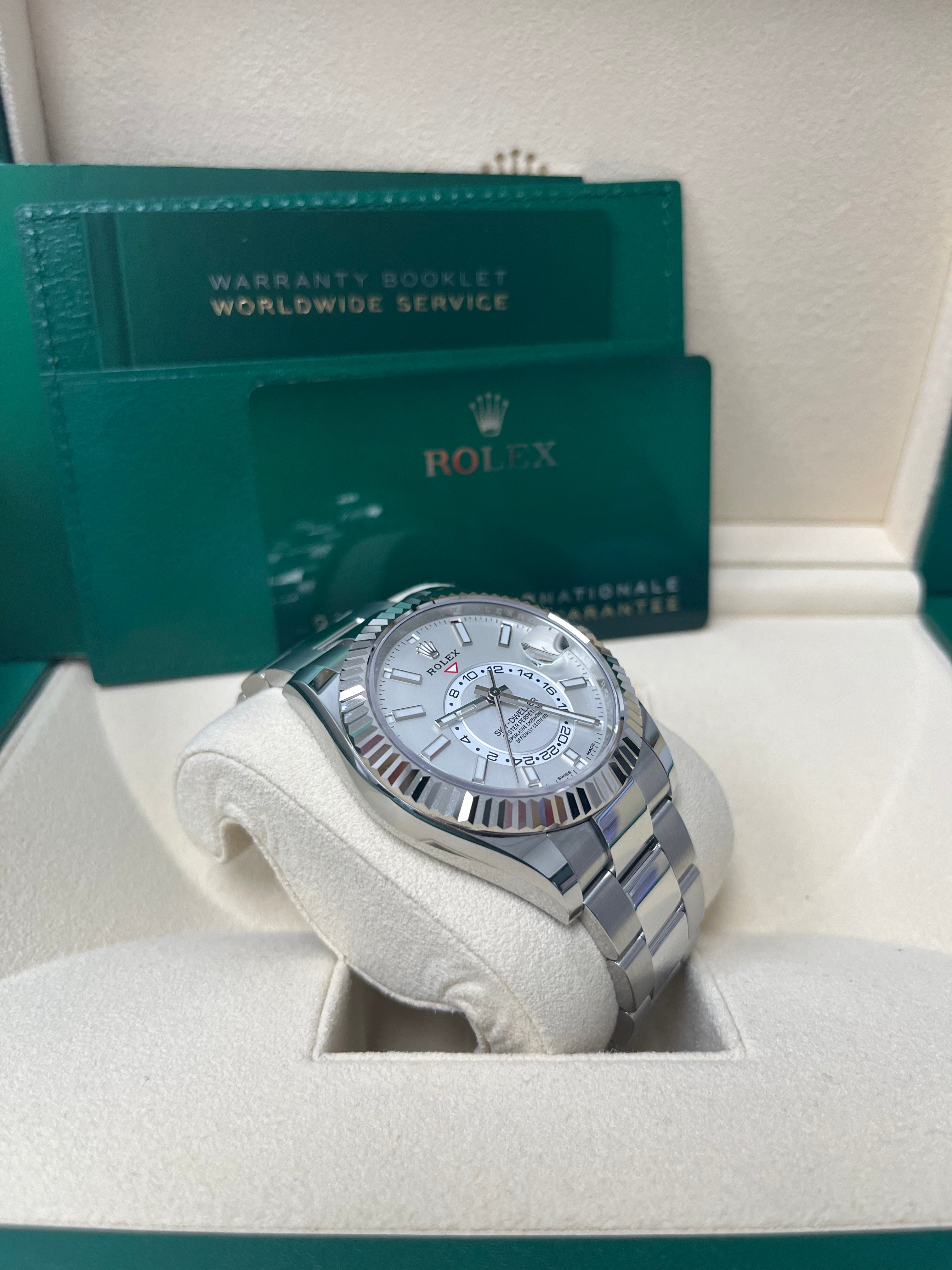 Rolex Sky Dweller 42mm White Gold & Steel Watch with White Index Dial & Oyster Bracelet (Ref# 326934) - Luxury Dress Watch for Business & Formal Occasions