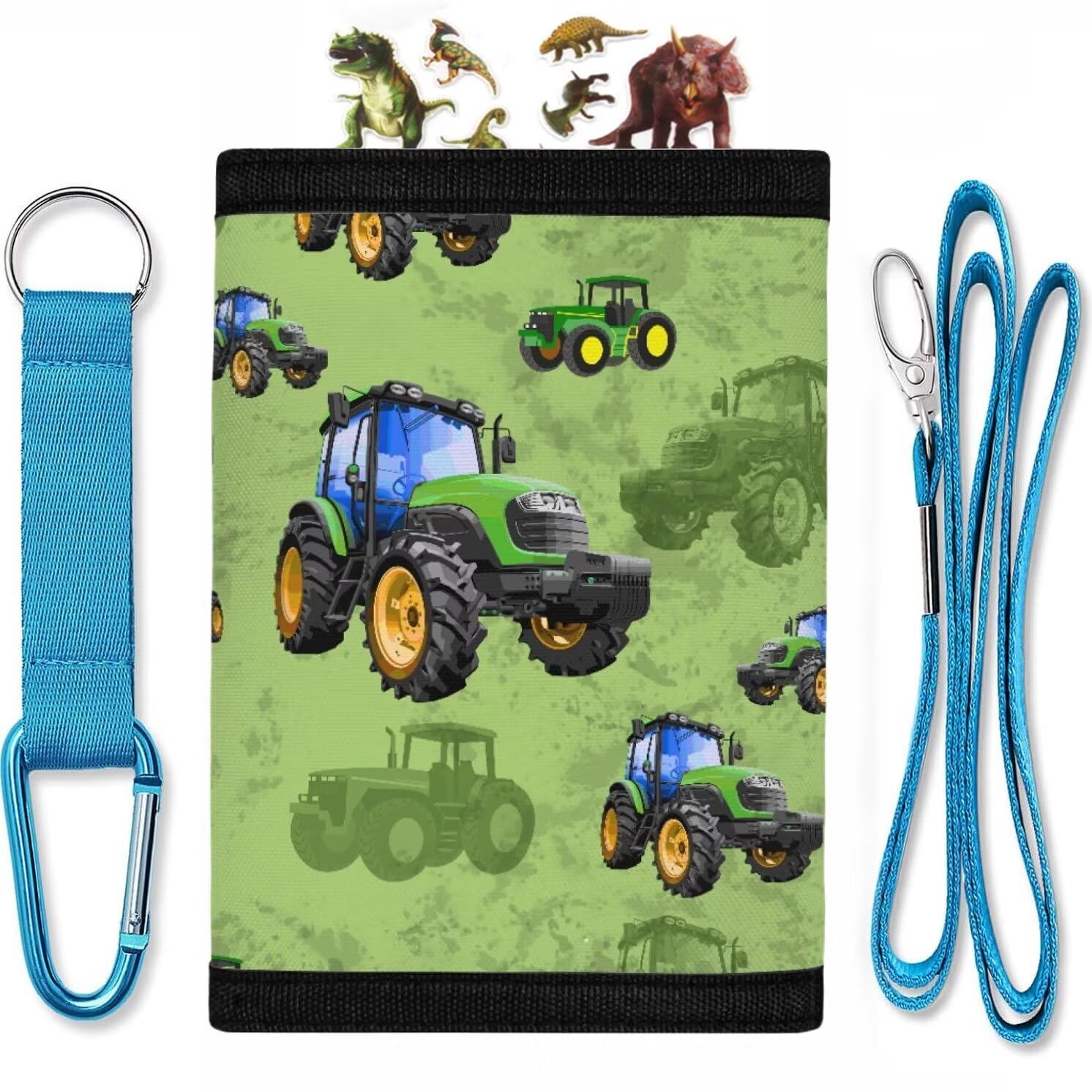 Boys Trifold Wallet for Kids Age 5-18 - ID Card Window & Coin Pocket - Cartoon Tractor Design - Perfect for School, Travel, and Everyday Use (Toddler Wallet for Little Boys)